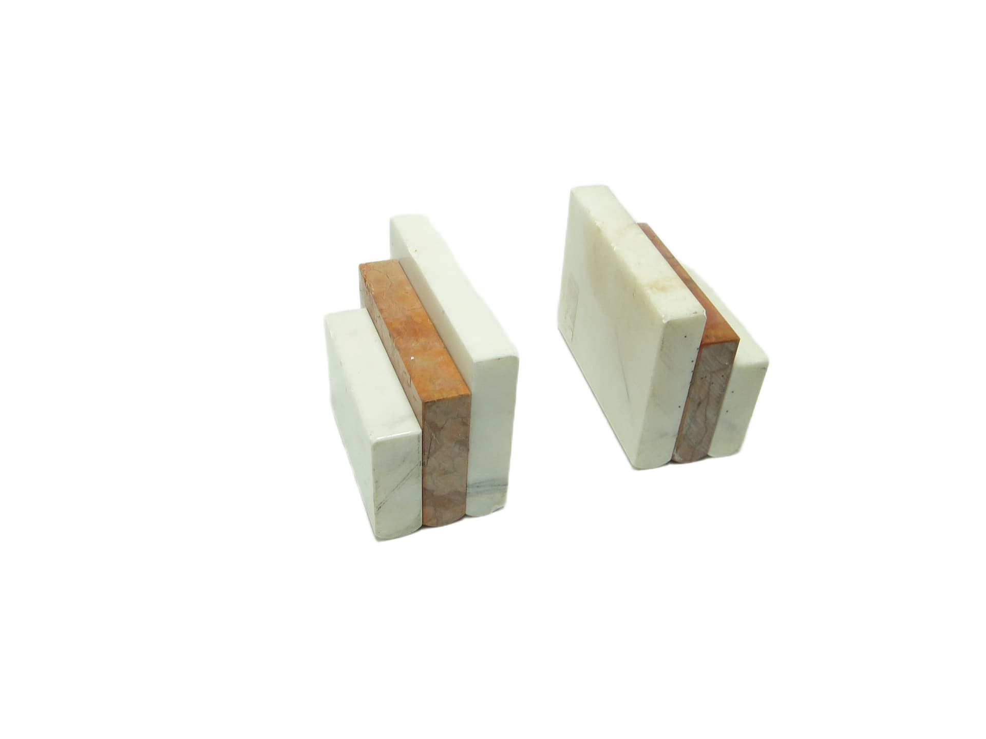 Para podpórek na książki, art déco, marmur ivory white, Niemcy, lata 30. - 93862