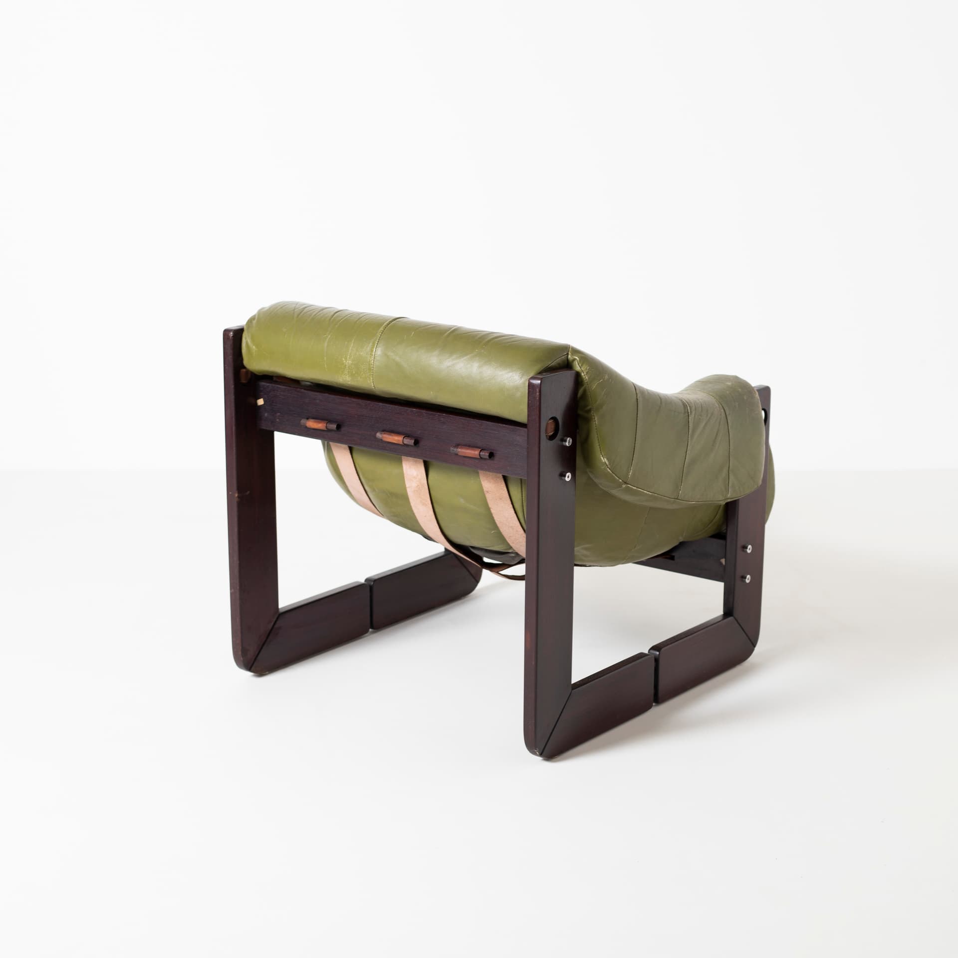 Pair of armchairs MP 97, green natural leather, jatoba, by P. Lafer, MOVEIS LAFER, Brazil, 1970s. - 93890