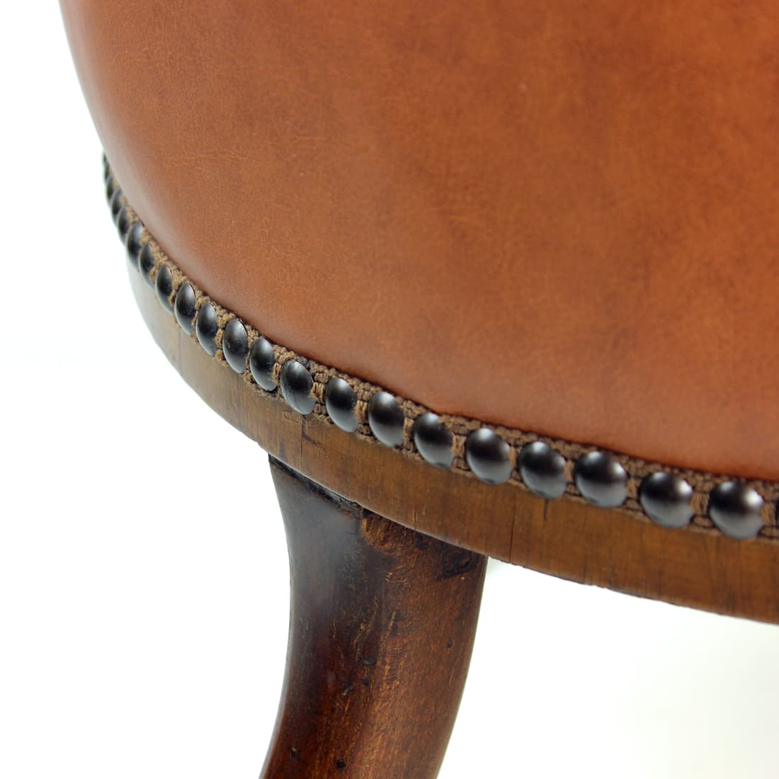 Fotel, koniakowy, skóra, orzech, Czechosłowacja, lata 40. - 94038