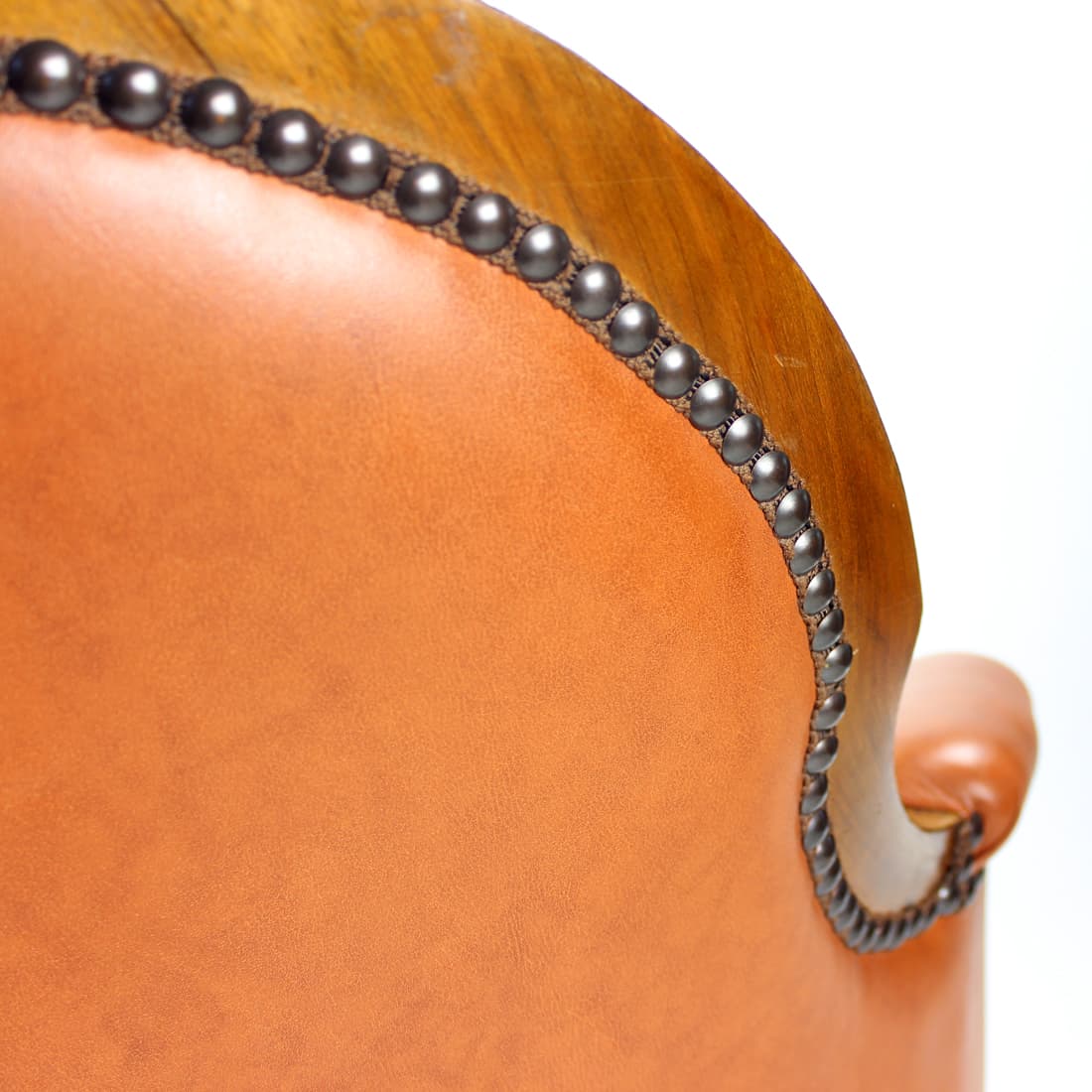 Fotel, koniakowy, skóra, orzech, Czechosłowacja, lata 40. - 94039