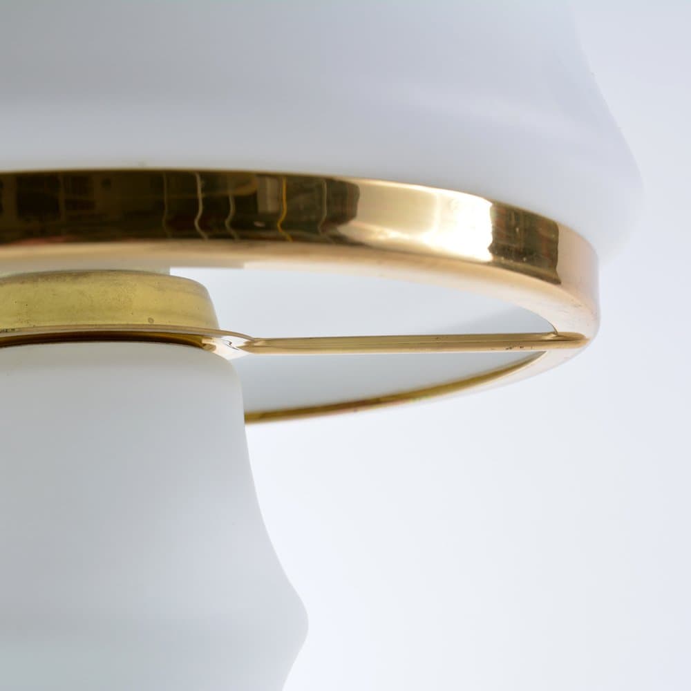 Lampa stołowa, biały, szkło opalowe, mosiądz, OPP Jihlava, Czechosłowacja, lata 70. - 94044