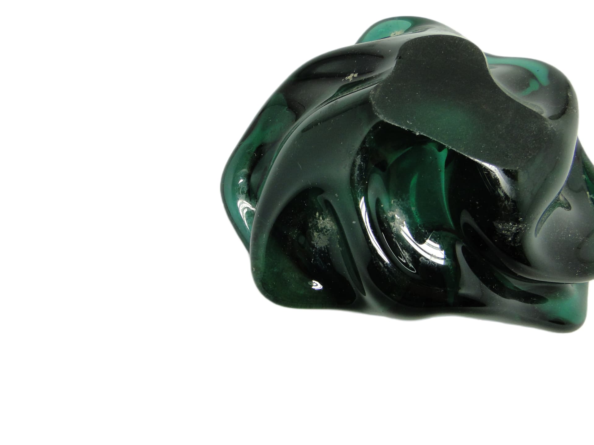 Popielnica mid-century modern, szkło zielone, Polska, lata 70. - 94533