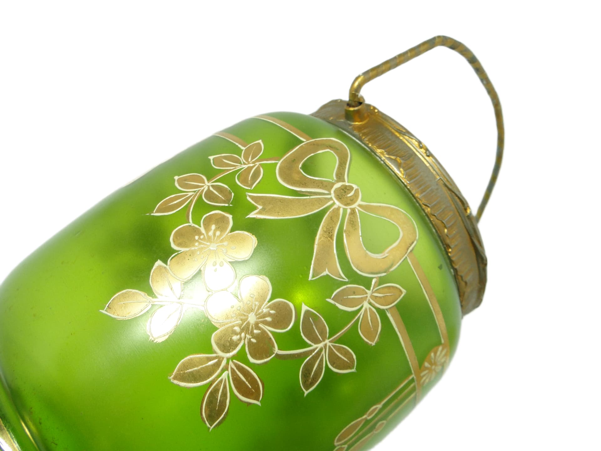 Herbatnica Art Nouveau, szkło zielone, Austria, pocz. XX w. - 94711