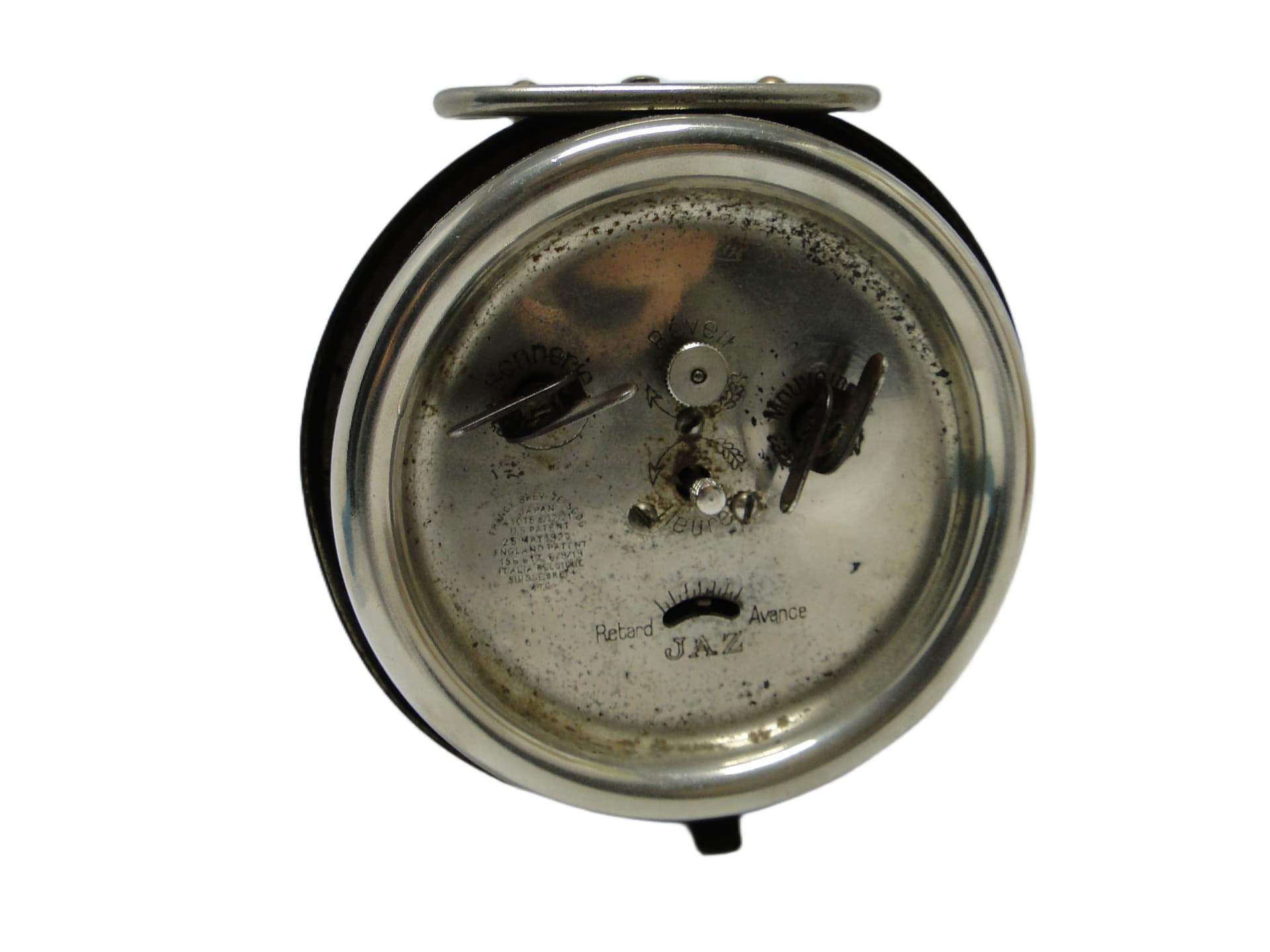 Budzik mechaniczny Art Déco, mosiądz chromowany, Francja, lata 30. - 94948