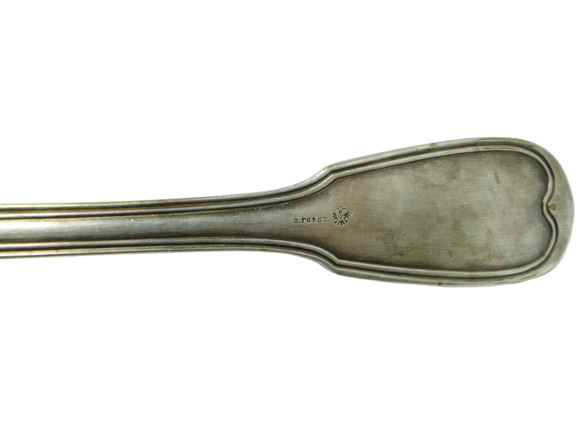 Łyżka stołowa, klasycyzm, mosiądz srebrzony, Austro-Węgry, początek XX w. - 94794