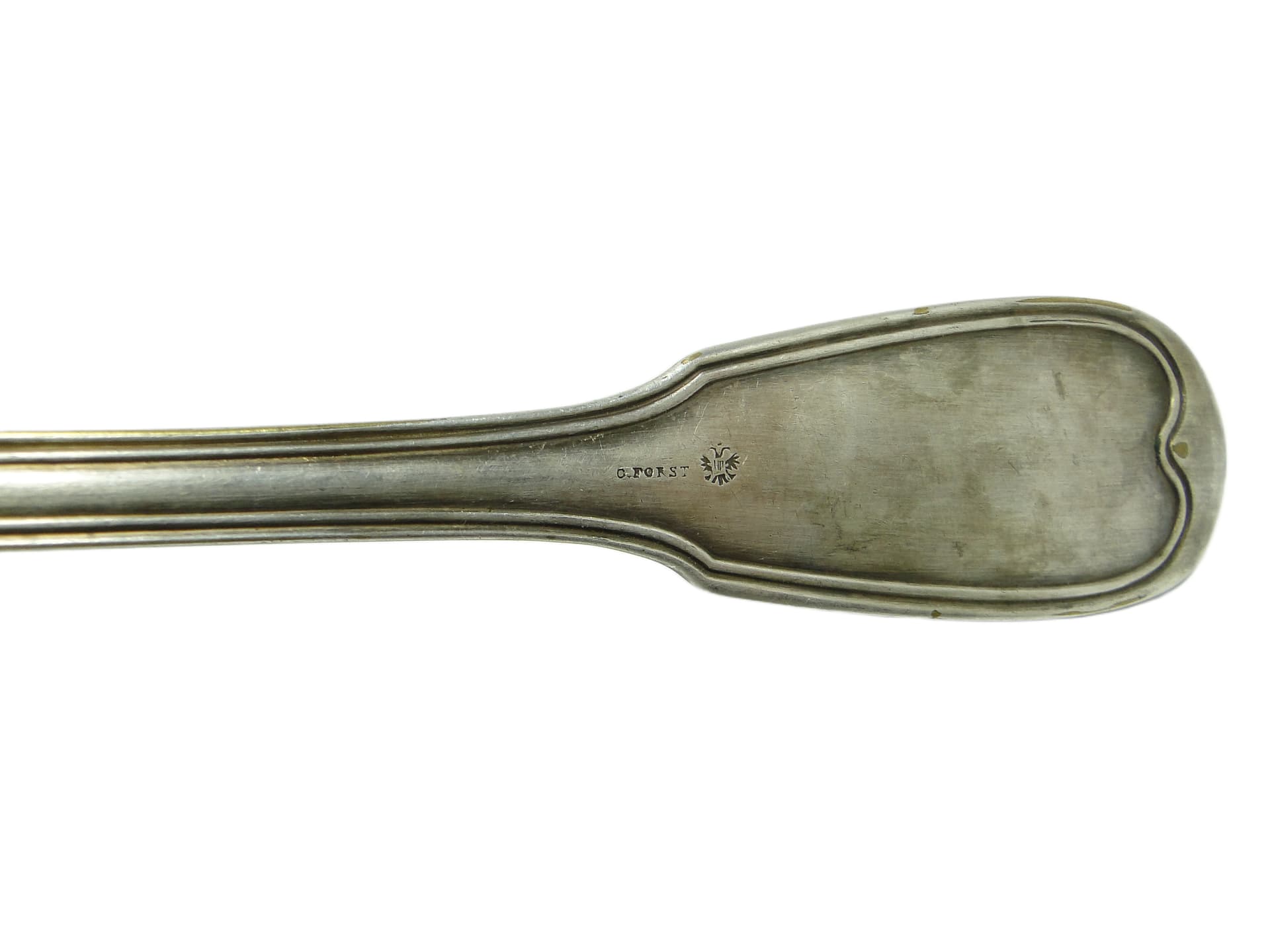 Łyżka stołowa, klasycyzm, mosiądz srebrzony, Austro-Węgry, początek XX w. - 94793