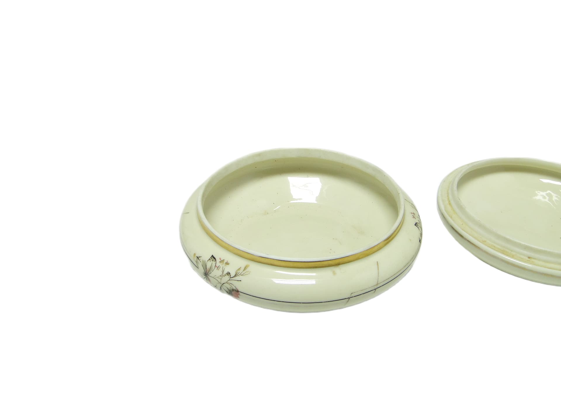 Bomboniera Art Nouveau, ceramika kremowa, Ćmielów, Polska, lata 50. - 94804