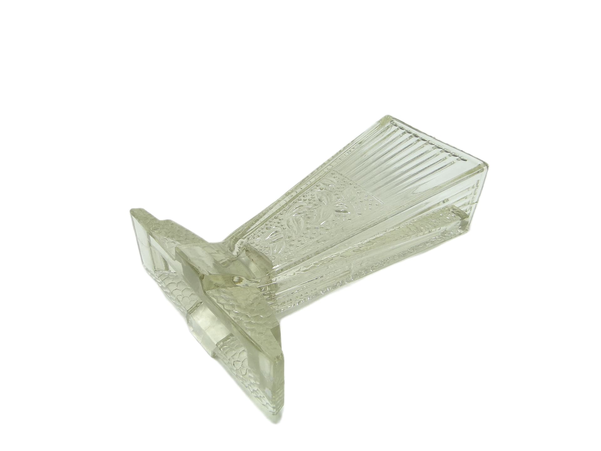 Serwetnik Art Deco, szkło transparentne, Polska, lata 50. - 94813