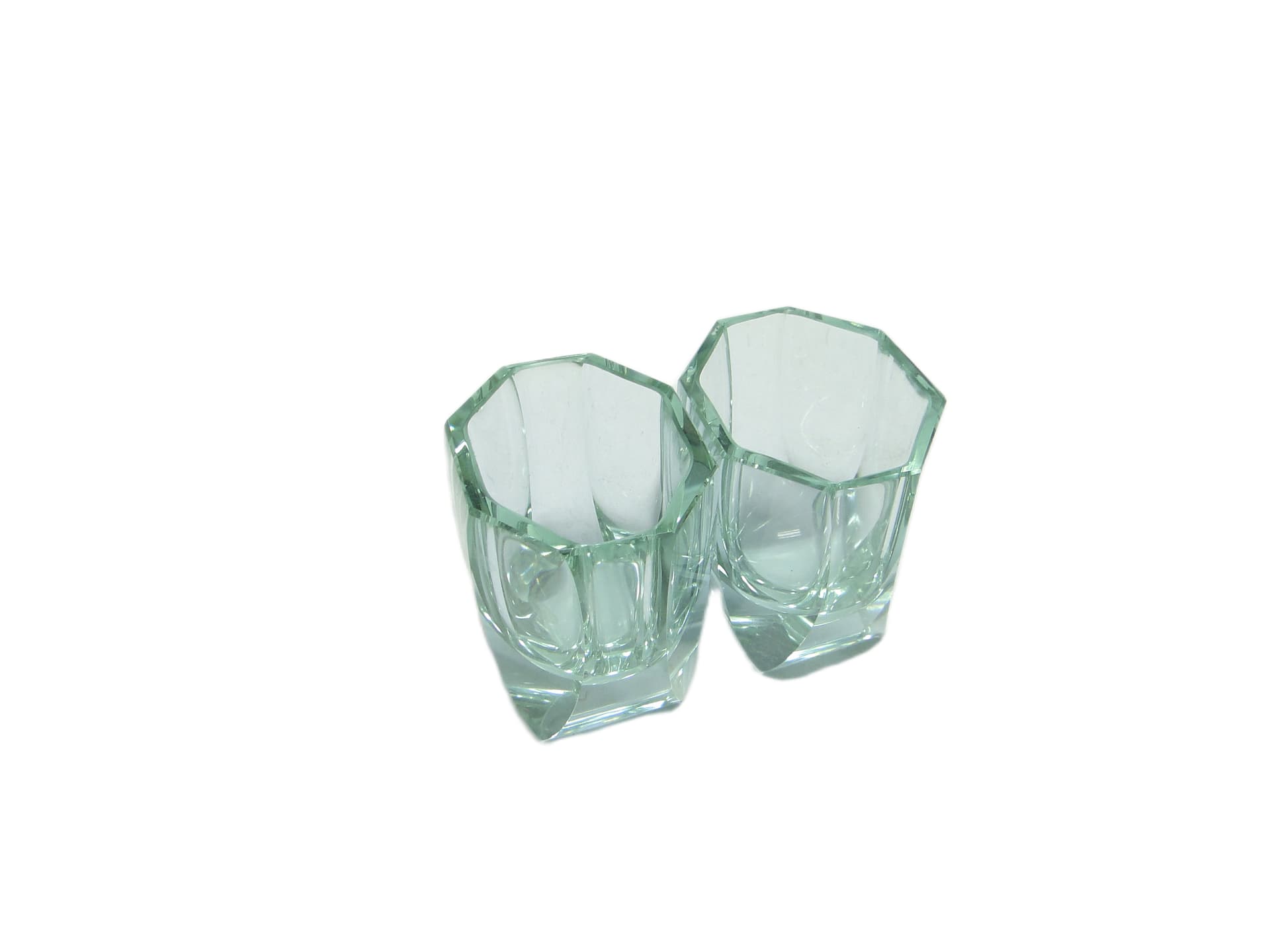 Para kieliszków Art Deco, szkło turkusowe, Czechosłowacja, lata 30. - 94960