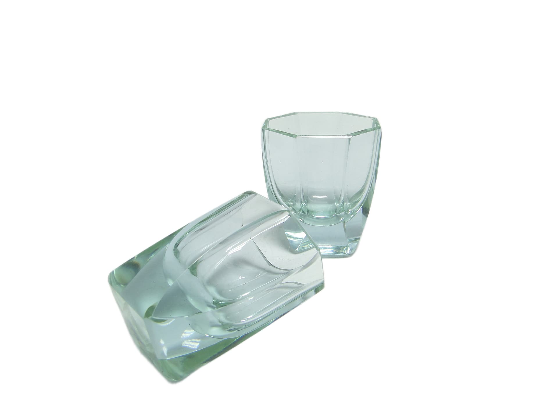 Para kieliszków Art Deco, szkło turkusowe, Czechosłowacja, lata 30. - 94958