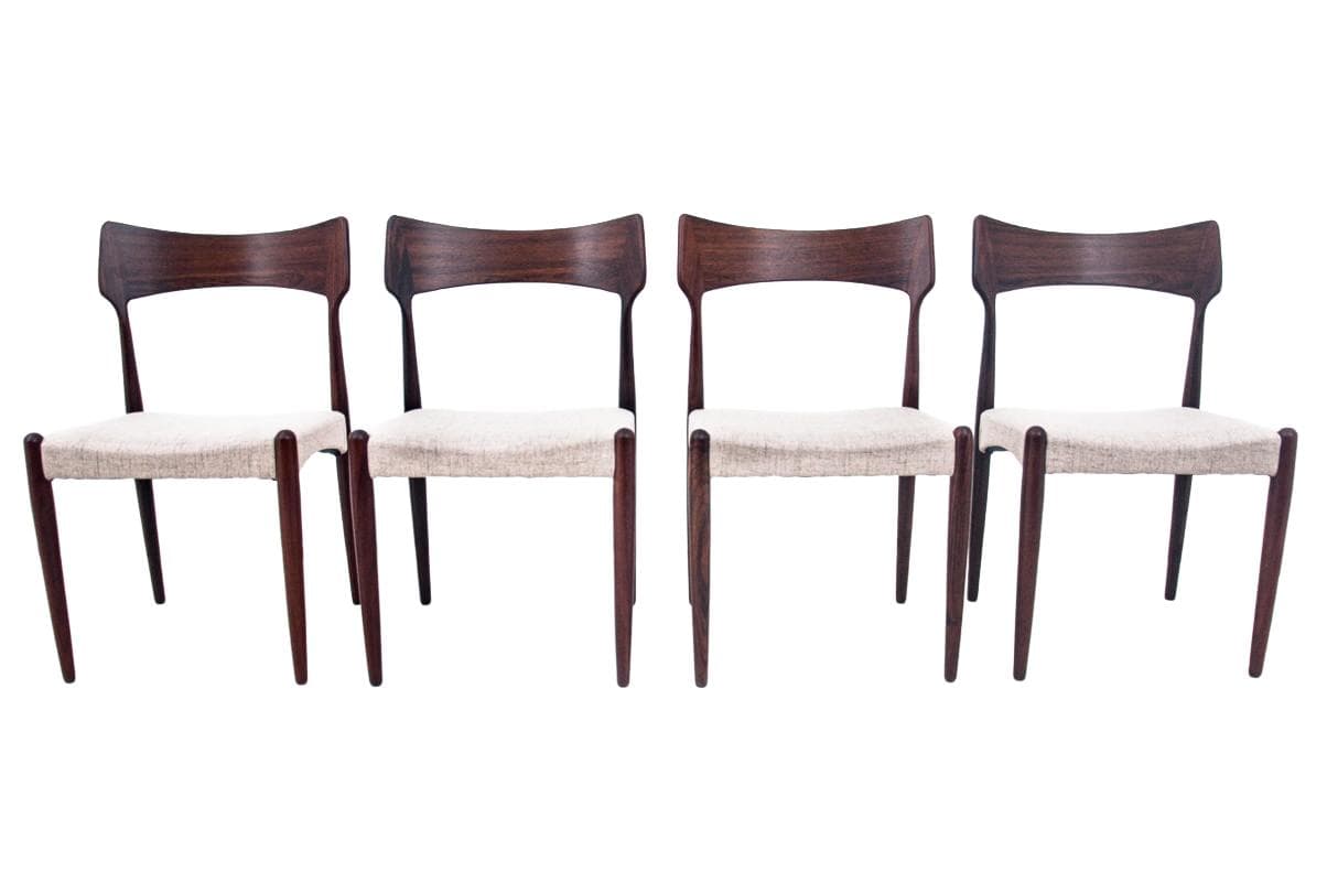 Palisandrowe krzesła, proj. Bernhard Pedersen & Son, Dania, lata 60.