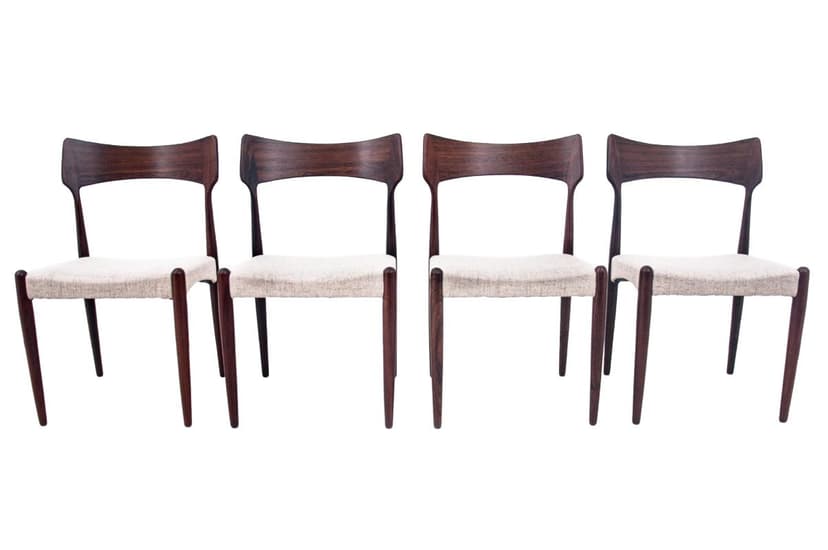 Palisandrowe krzesła, proj. Bernhard Pedersen & Son, Dania, lata 60.