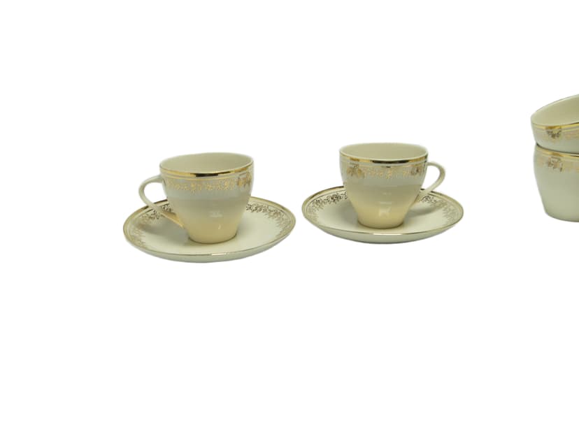 Para filiżanek Ewa, modernizm, porcelana ivory white, Polska, lata 70.