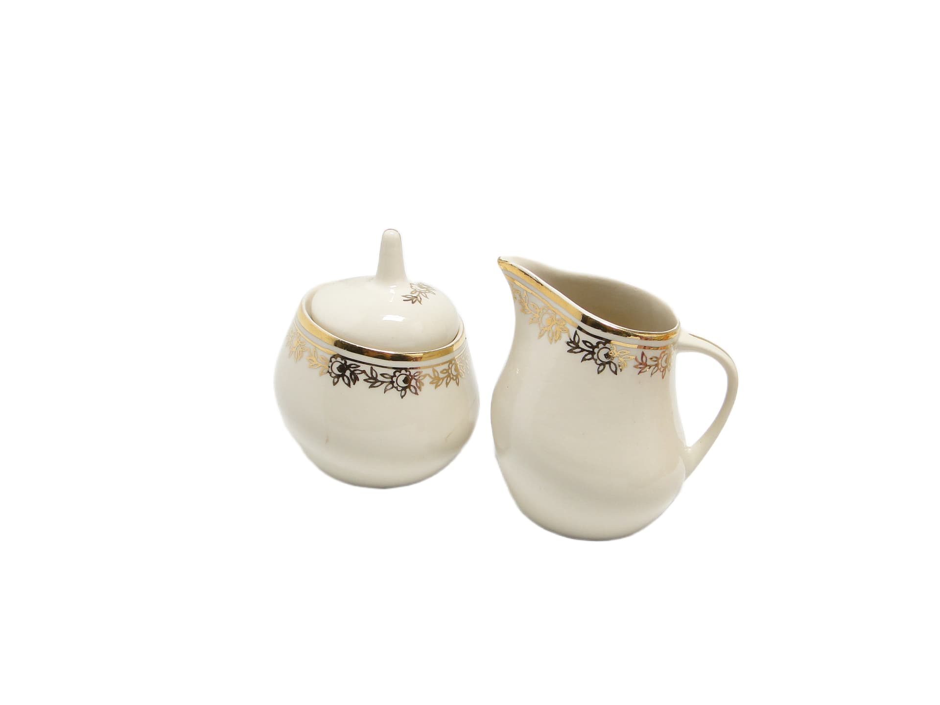 Cukiernica i mlecznik Ewa, mid-century modern, porcelana ivory white, Polska, lata 70.