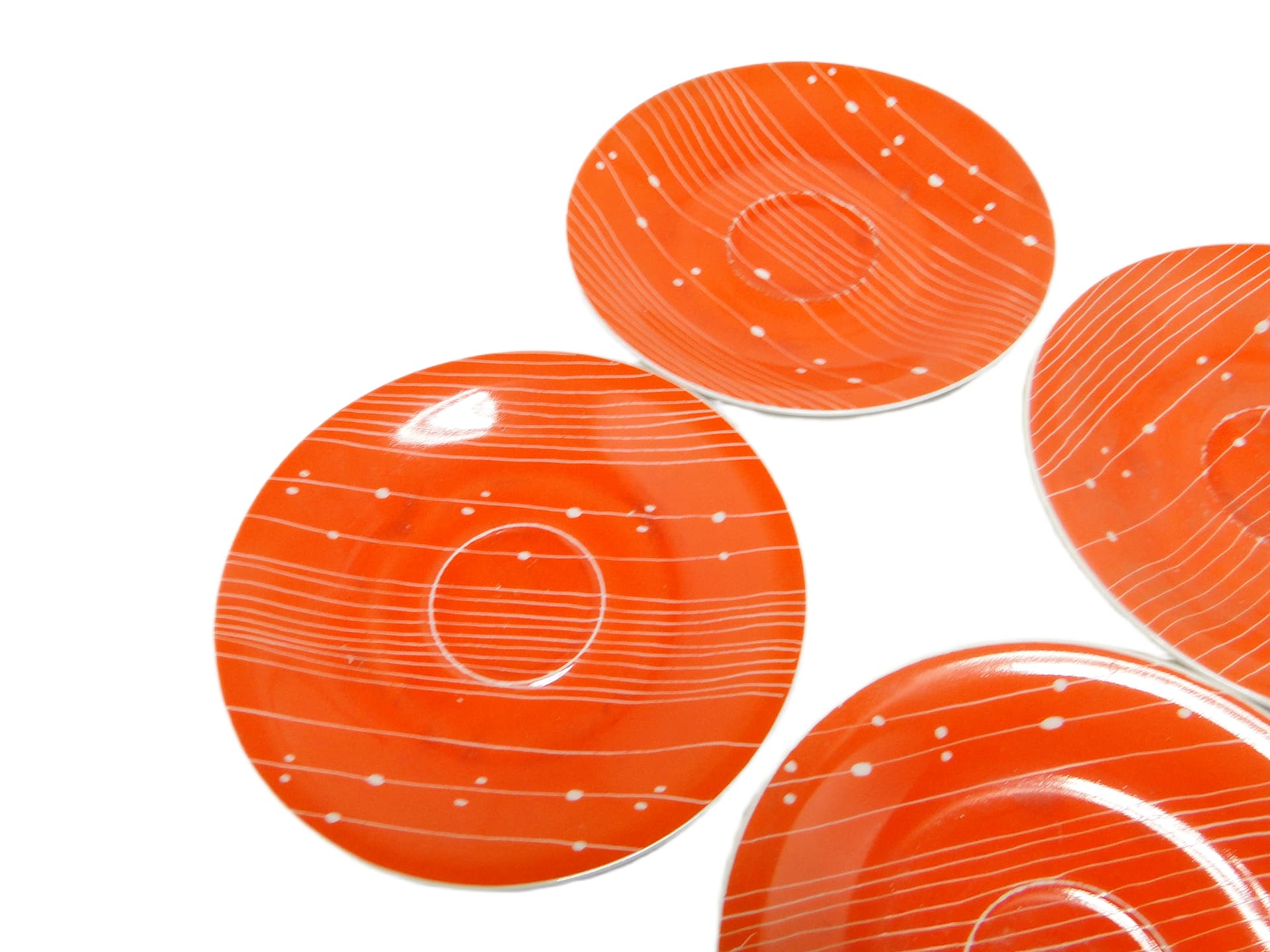 Zestaw trzech spodków Iza, mid-century modern, porcelana, Chodzież, Polska, lata 60. - 95179