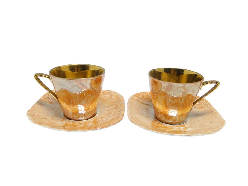 Para filiżanek Helena, mid-century modern, porcelana, Wawel, Polska, lata 70.