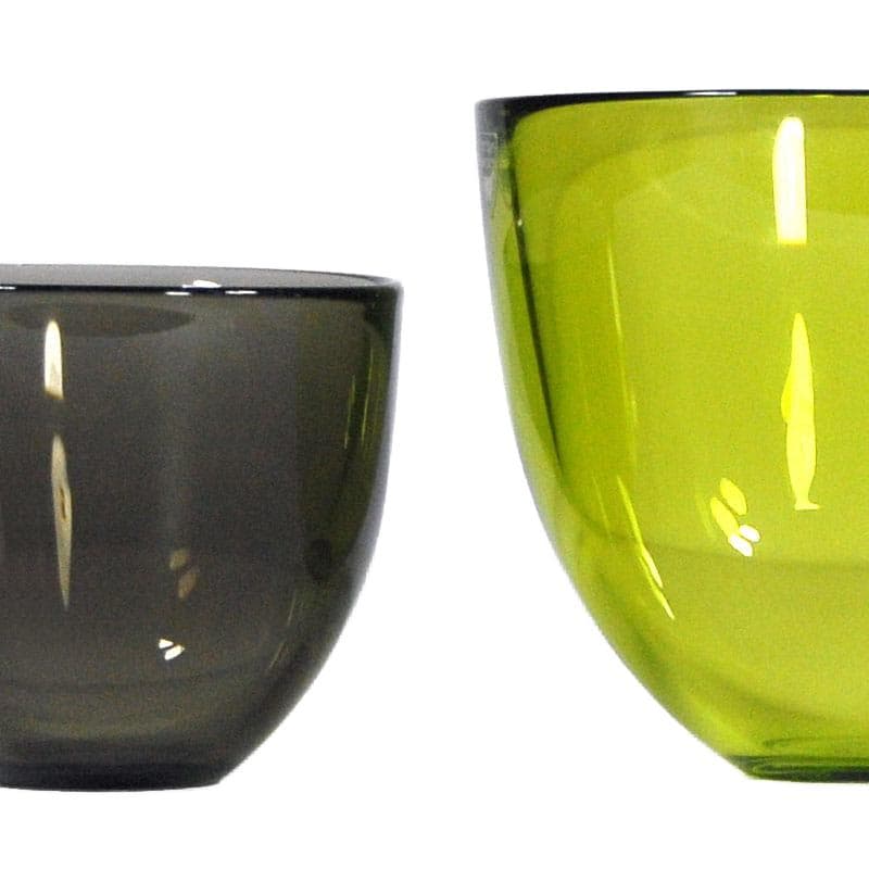 Pair of Pastillo bowls Ø12x11 cm and Ø8x9 cm glass lime and gray, by Lena Bergström, Orrefors - 7038