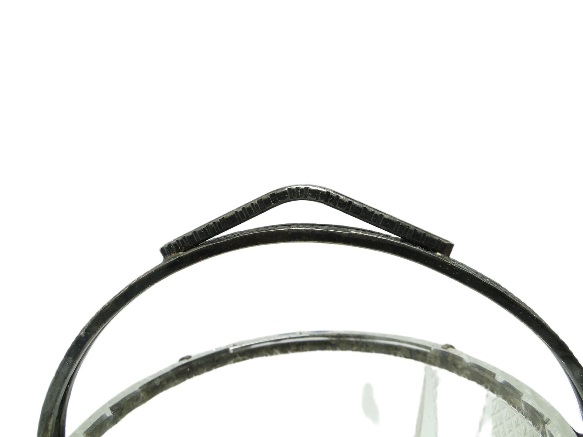 Cukiernica, mid-century modern, szkło transparent, mosiądz srebrzony, Polska, lata 60. - 95287