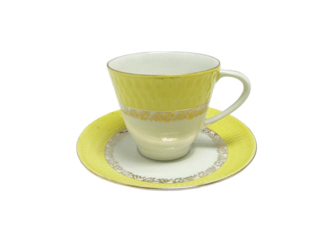 Zestaw filiżanki i spodka Karol, porcelana żółta, Chodzież, Polska, lata 70. - WYMIARY