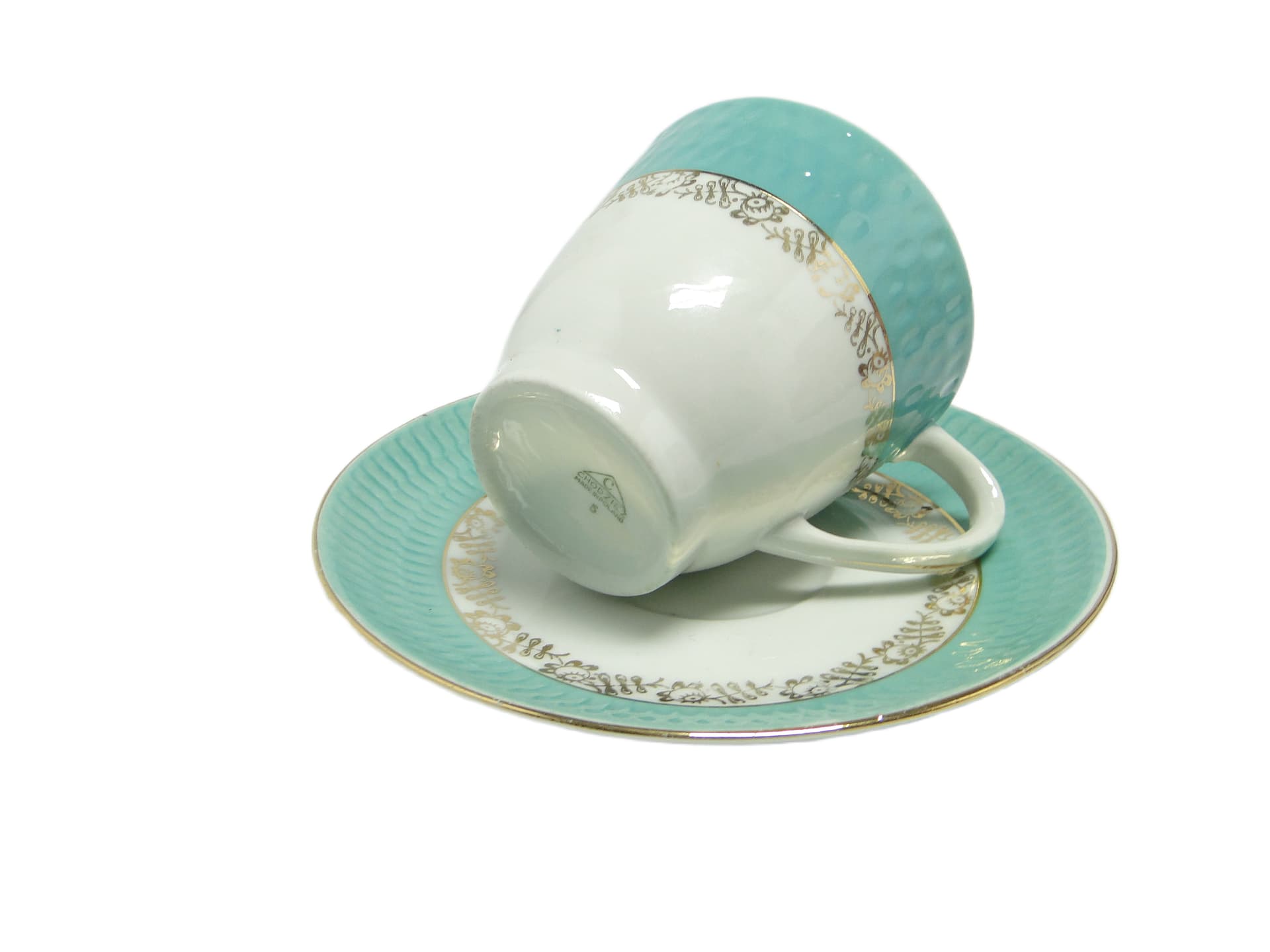 Cup and saucer, Mid-century modern, porcelain, Poland, 1970s - 95354