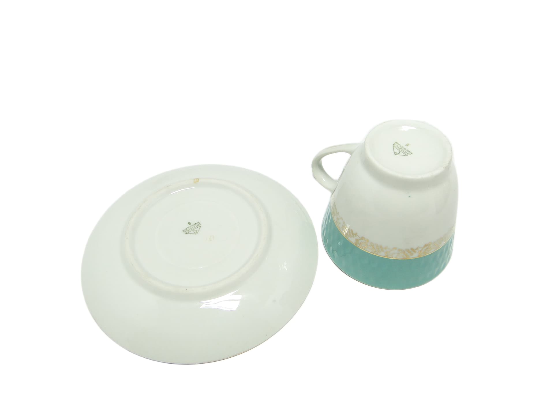 Cup and saucer, Mid-century modern, porcelain, Poland, 1970s - 95352