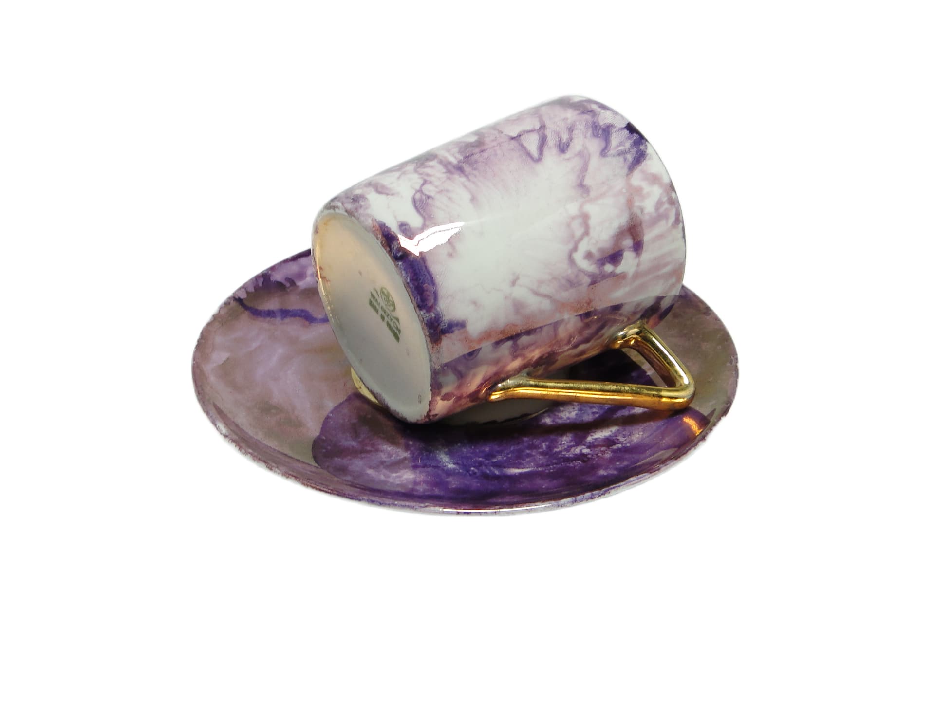 Cup and saucer, mid-century modern, porcelain, Poland, 1970s. - 95388