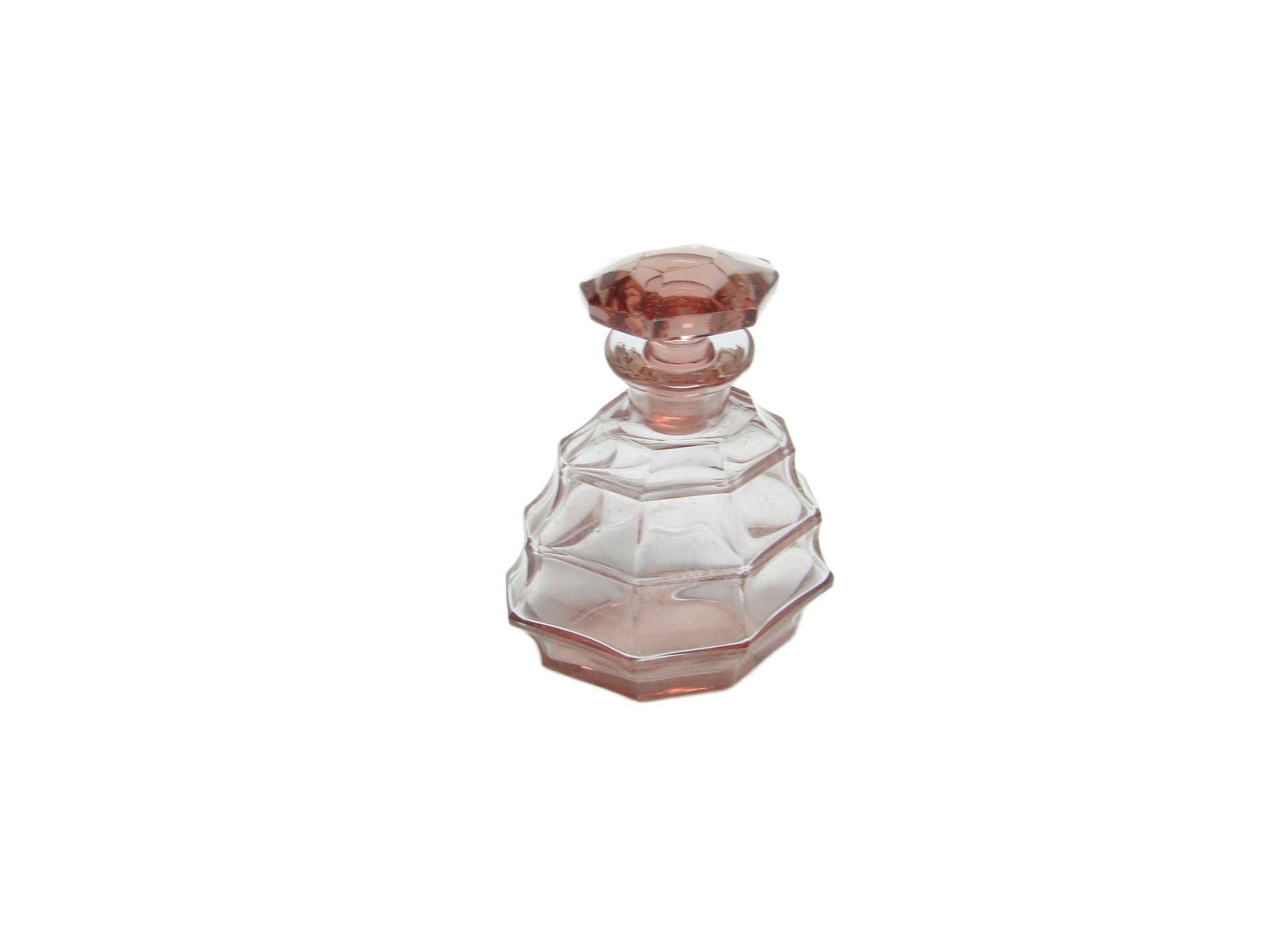 Karafka art déco, kryształ różowy, Moser, Czechosłowacja, lata 30. - 95415