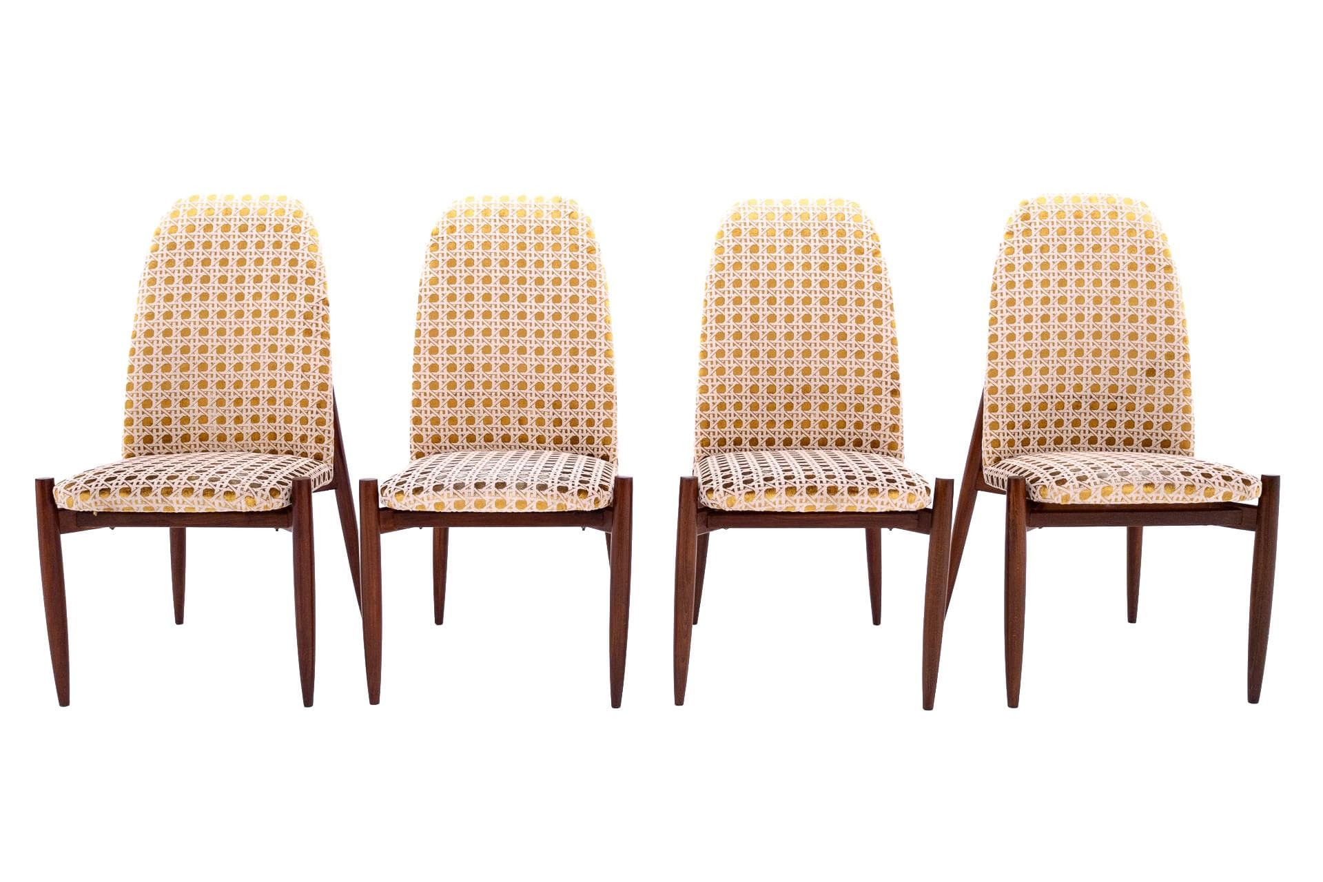 Yellow Set of 4 Chairs, Czechoslovakia, 1950s