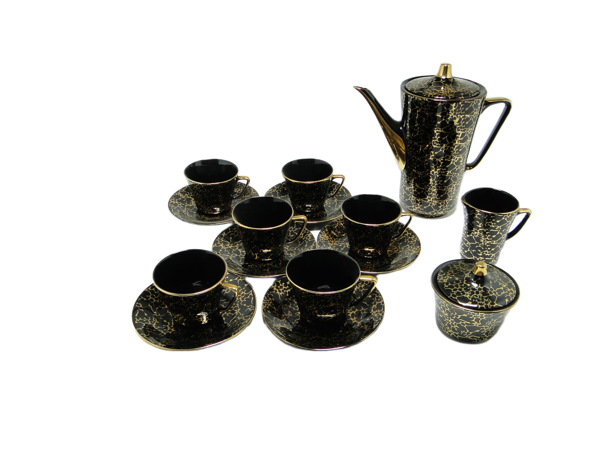 Komplet do kawy, modernizm, porcelana czarna, Ćmielów, Polska, lata 70. - 95539