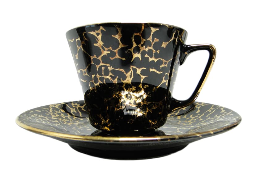 Zestaw filiżanki ze spodkiem Ira, mid-century modern, porcelana, Chodzież, Polska, lata 70.