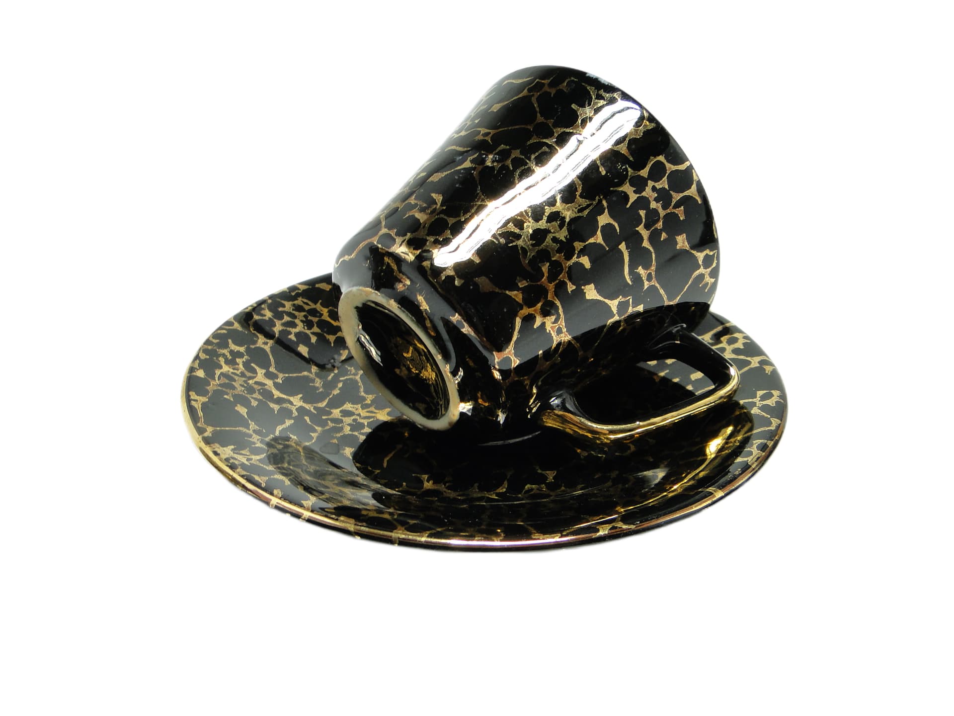 Zestaw filiżanki ze spodkiem Ira, mid-century modern, art déco, porcelana, Chodzież, Polska, lata 70. - 95572