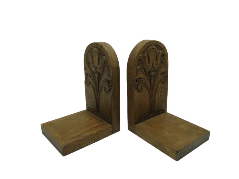 Para podpórek do książek, Art Nouveau, orzech, Austria, początek XX w.