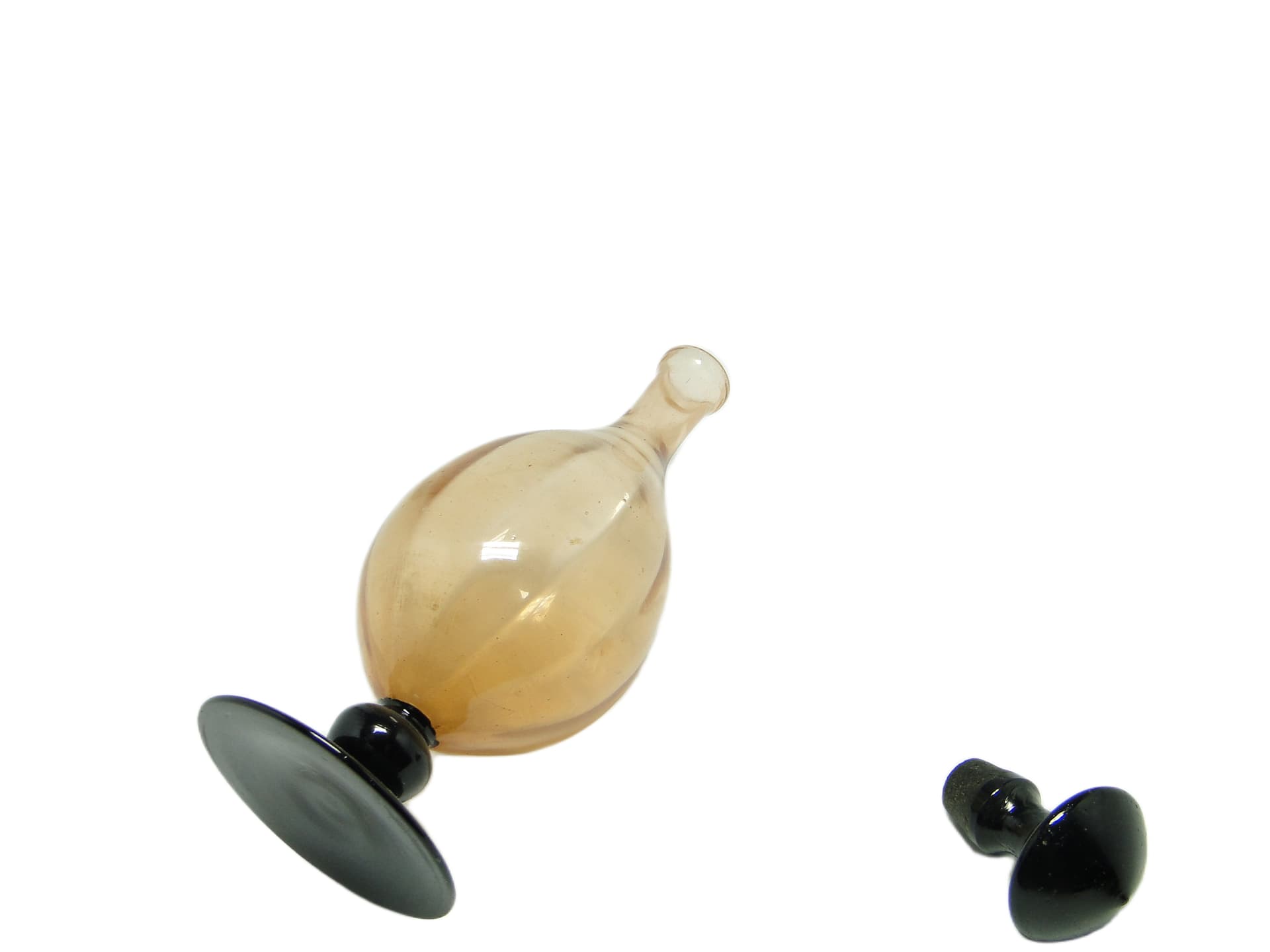 Art Deco decanter, pink glass, Poland, 1930s. - 95627