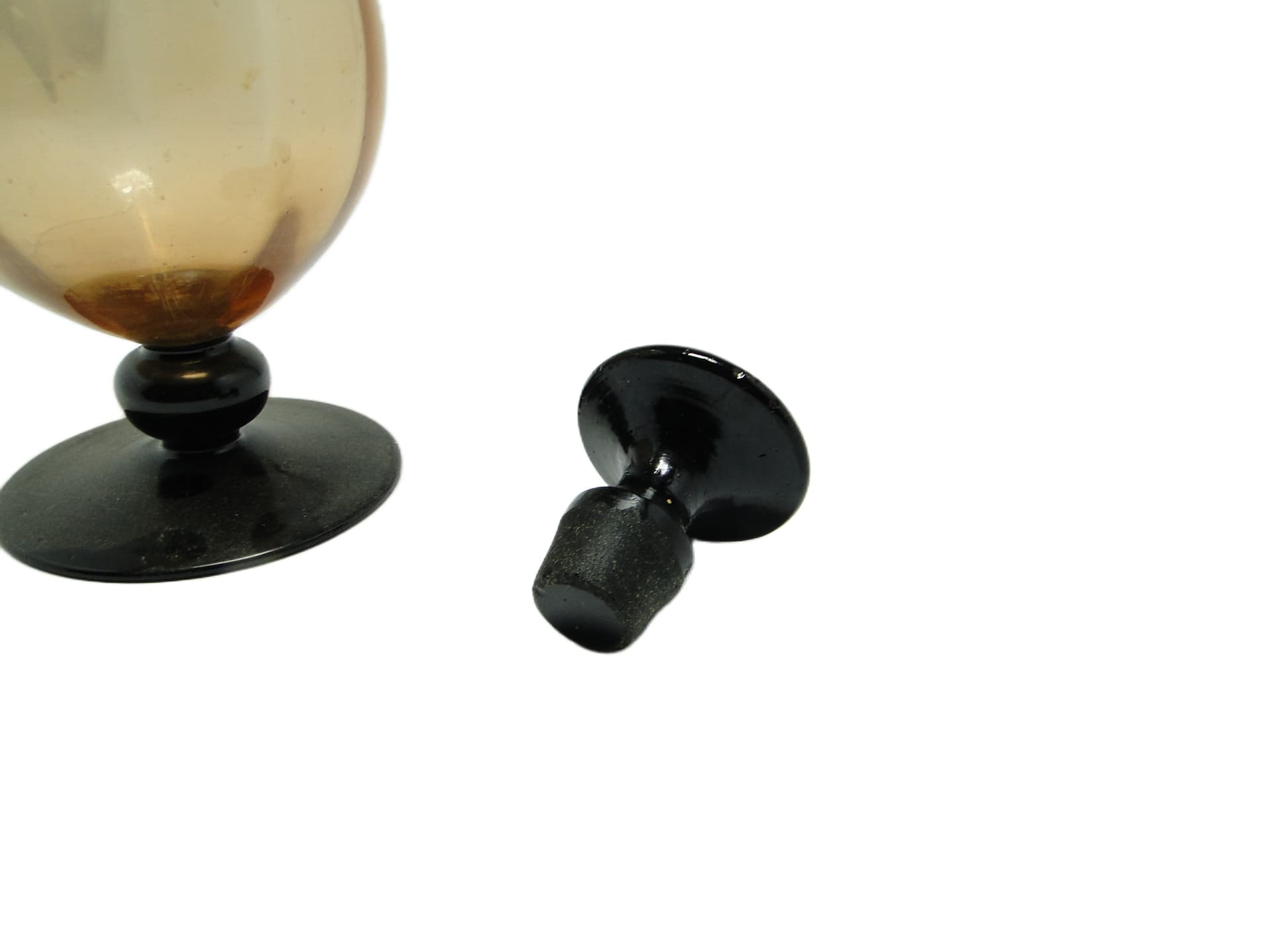 Art Deco decanter, pink glass, Poland, 1930s. - 95630