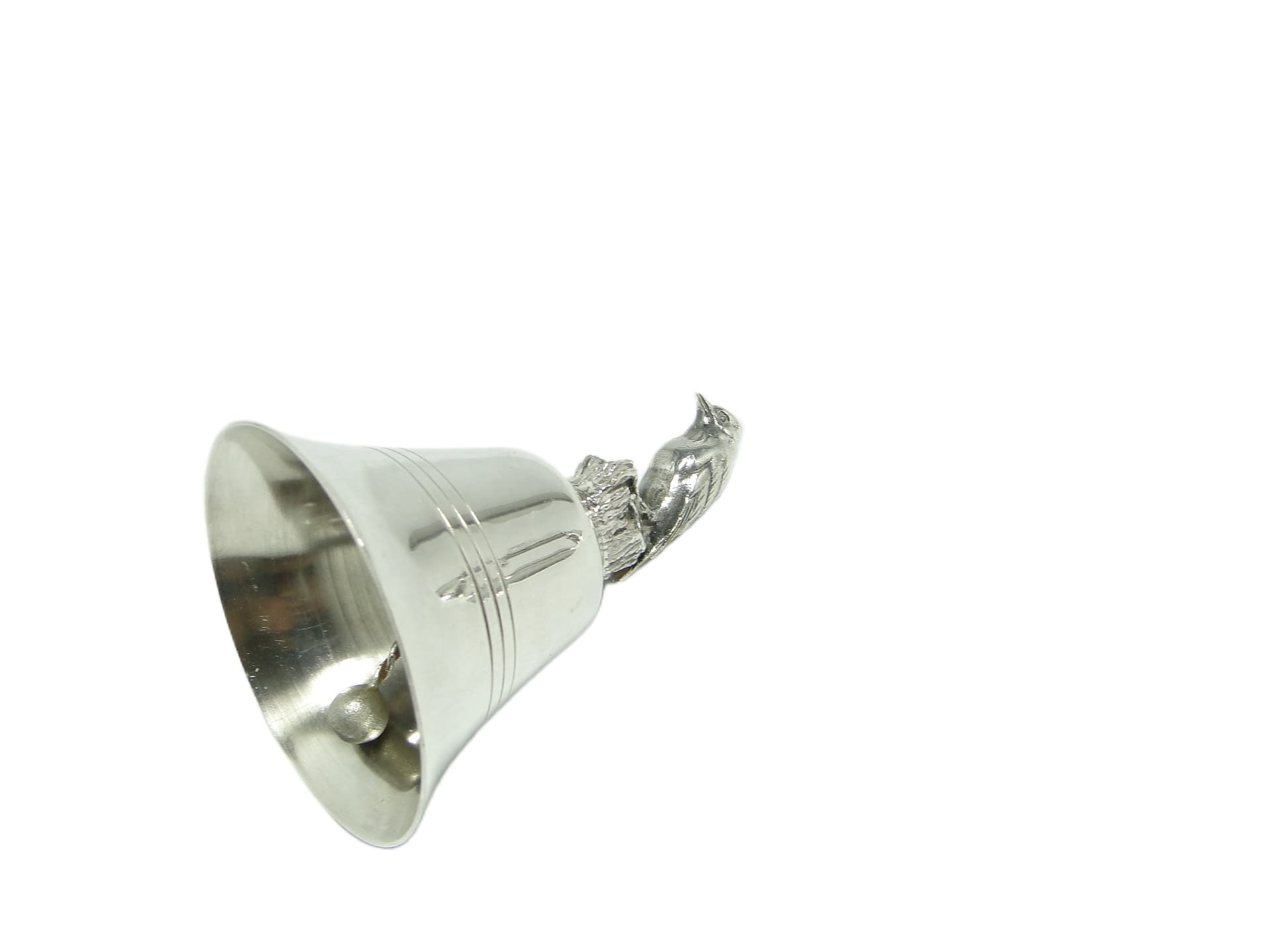 Dzwonek figuralny postmodernizm, mosiądz chromowany, Niemcy, lata 70. - 95682