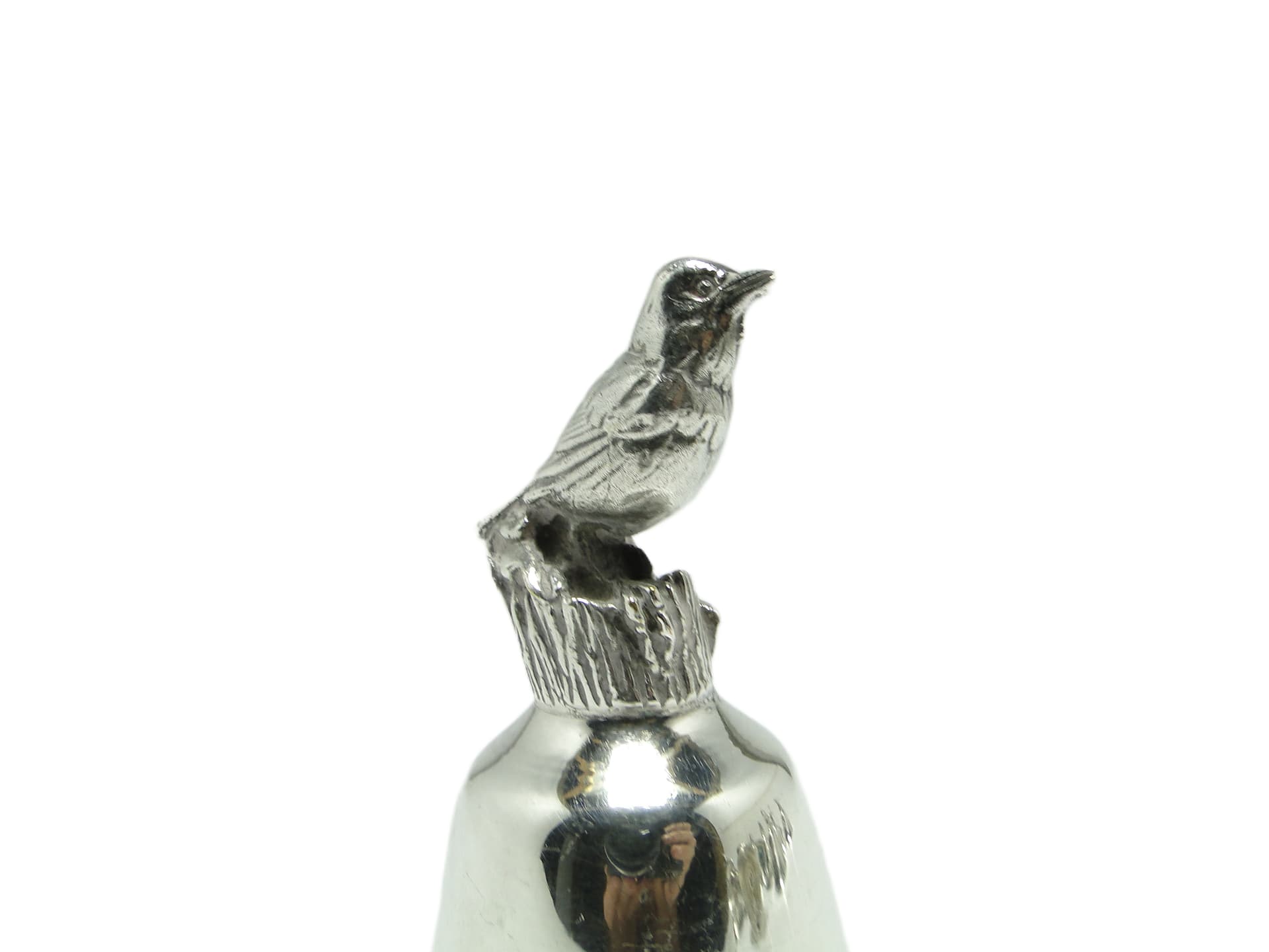 Dzwonek figuralny postmodernizm, mosiądz chromowany, Niemcy, lata 70. - 95694