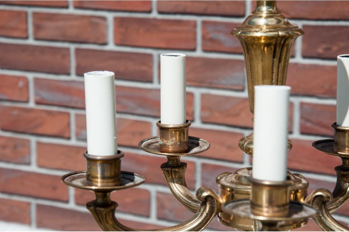 Mosiężny żyrandol pięcioramienny, Europa Zachodnia, lata 50. - 57889