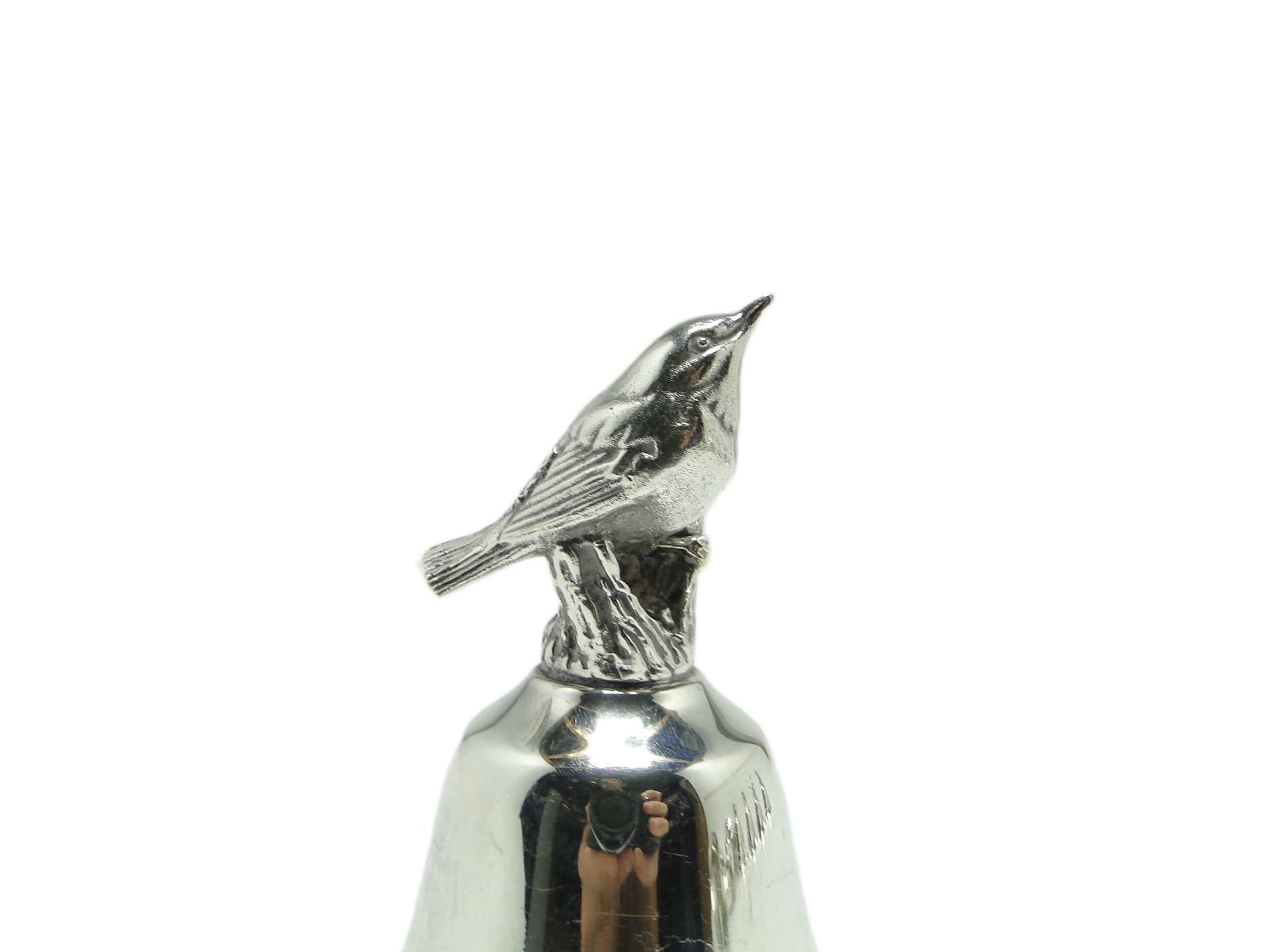 Dzwonek figuralny postmodernistyczny, mosiądz chromowany, Niemcy, lata 70. - 95737