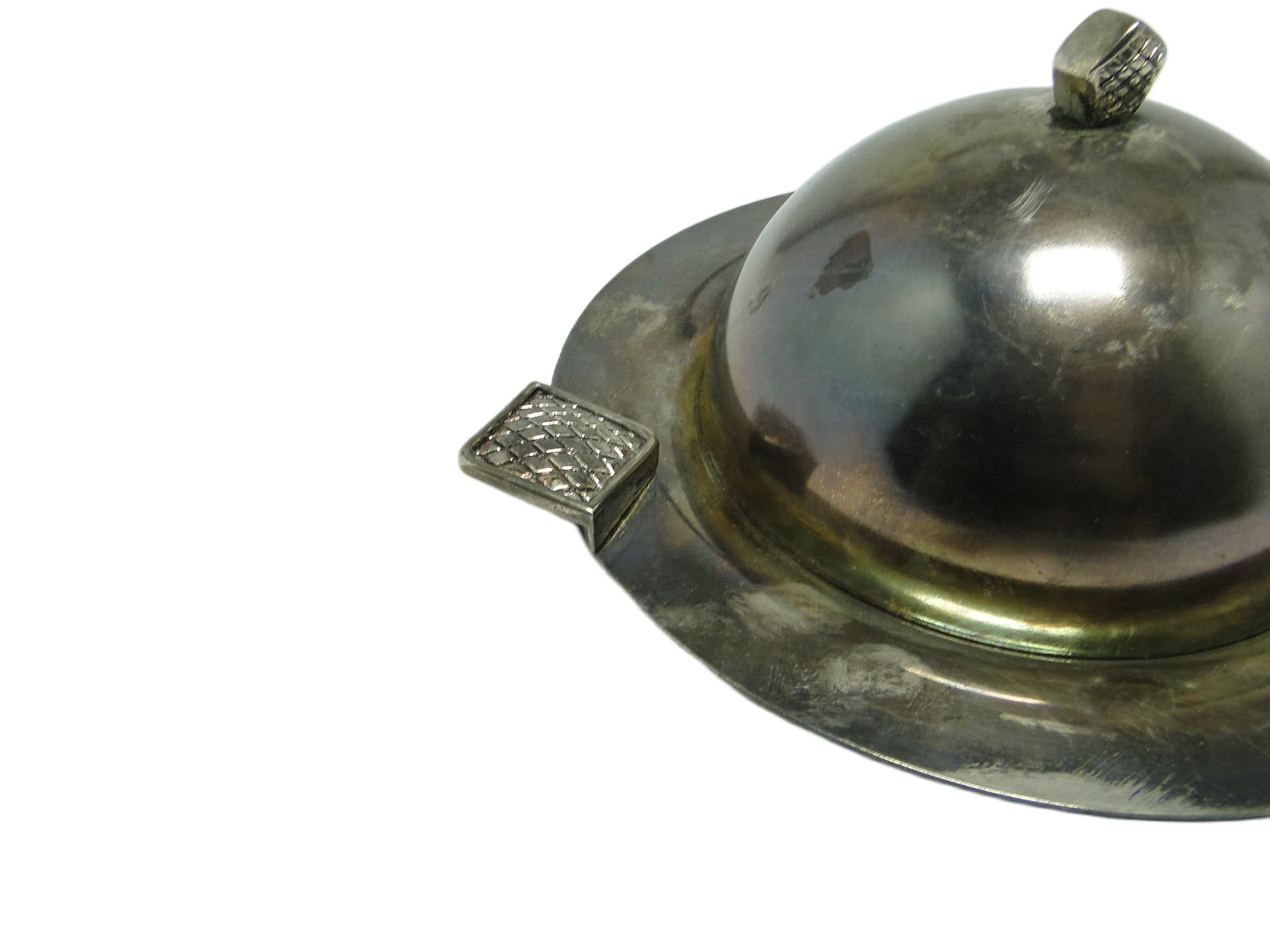 Art Deco butter dish, silver-plated brass, Belgium, 1970s. - 95759