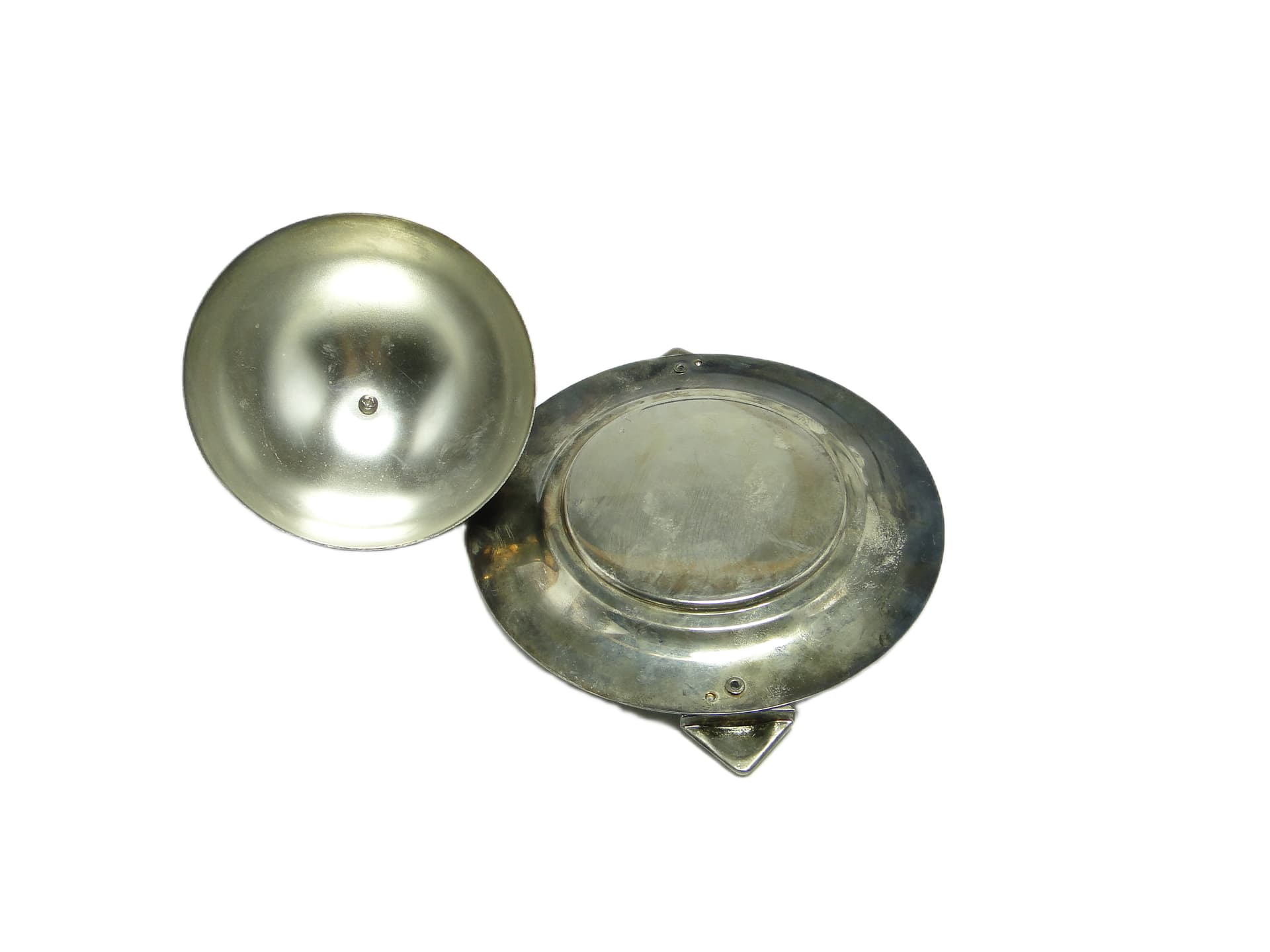 Art Deco butter dish, silver-plated brass, Belgium, 1970s. - 95758