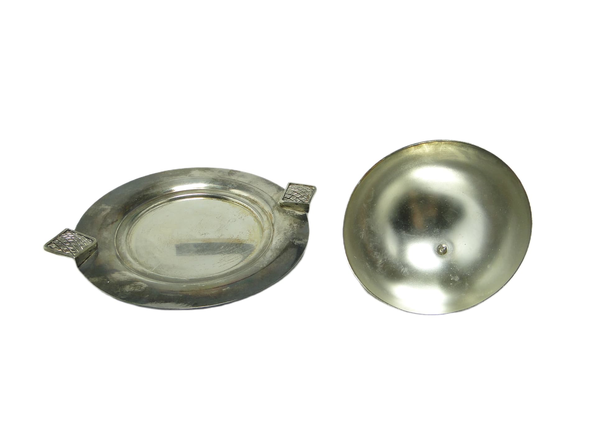 Art Deco butter dish, silver-plated brass, Belgium, 1970s. - 95757