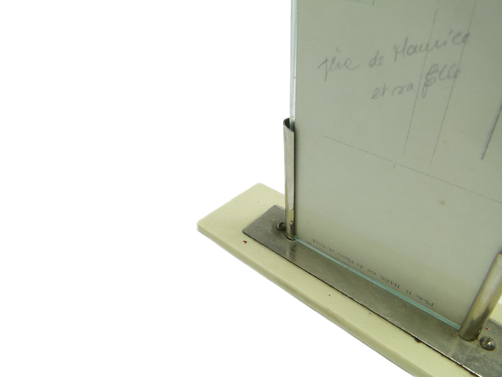 Ramka na zdjęcia Art Deco, szkło, mosiądz, bakelit ivory white, Niemcy, lata 50. - 95771