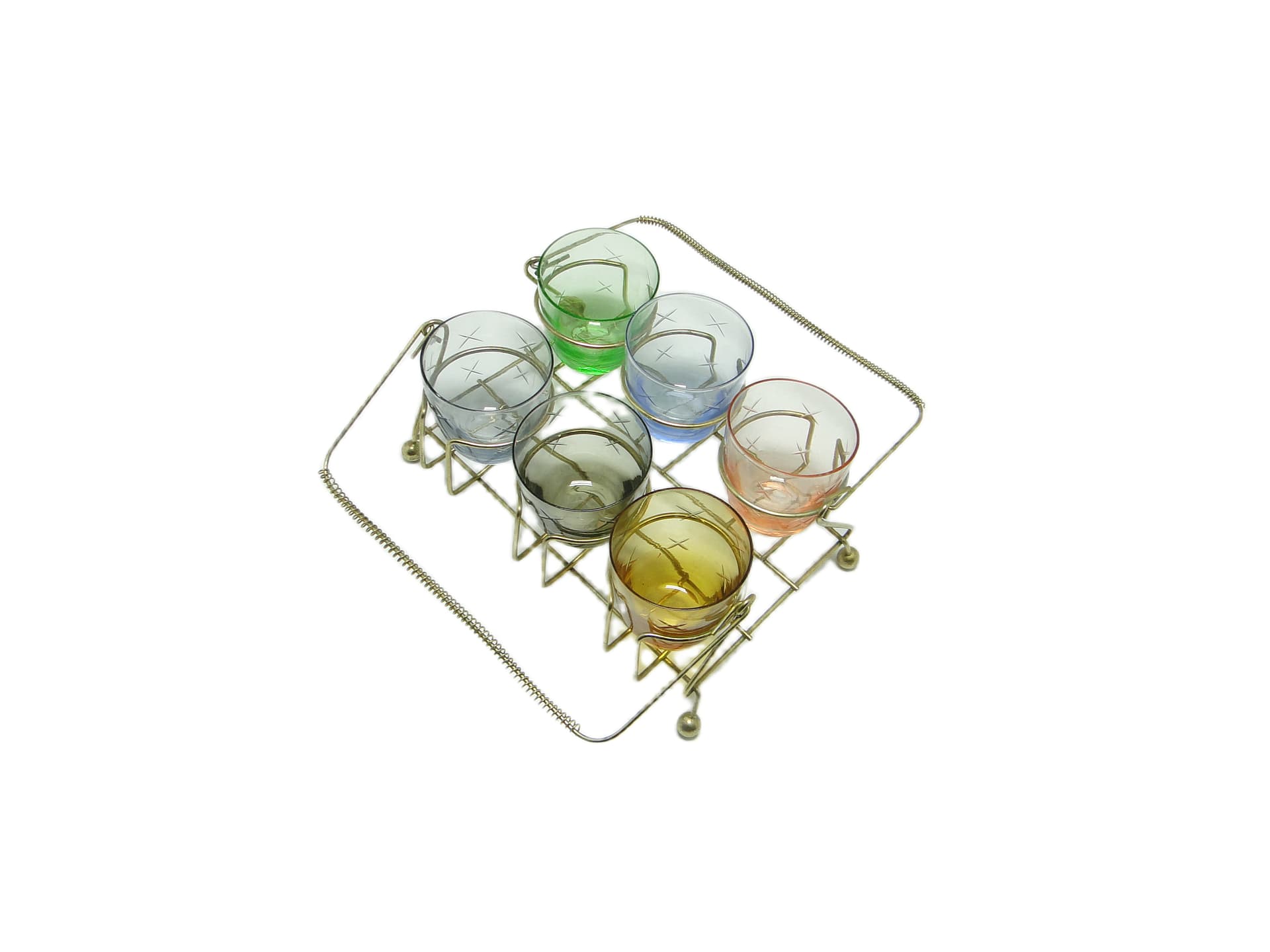 Kabaret na kieliszki, mid-century modern, szkło, Belgia, lata 60. - 95797