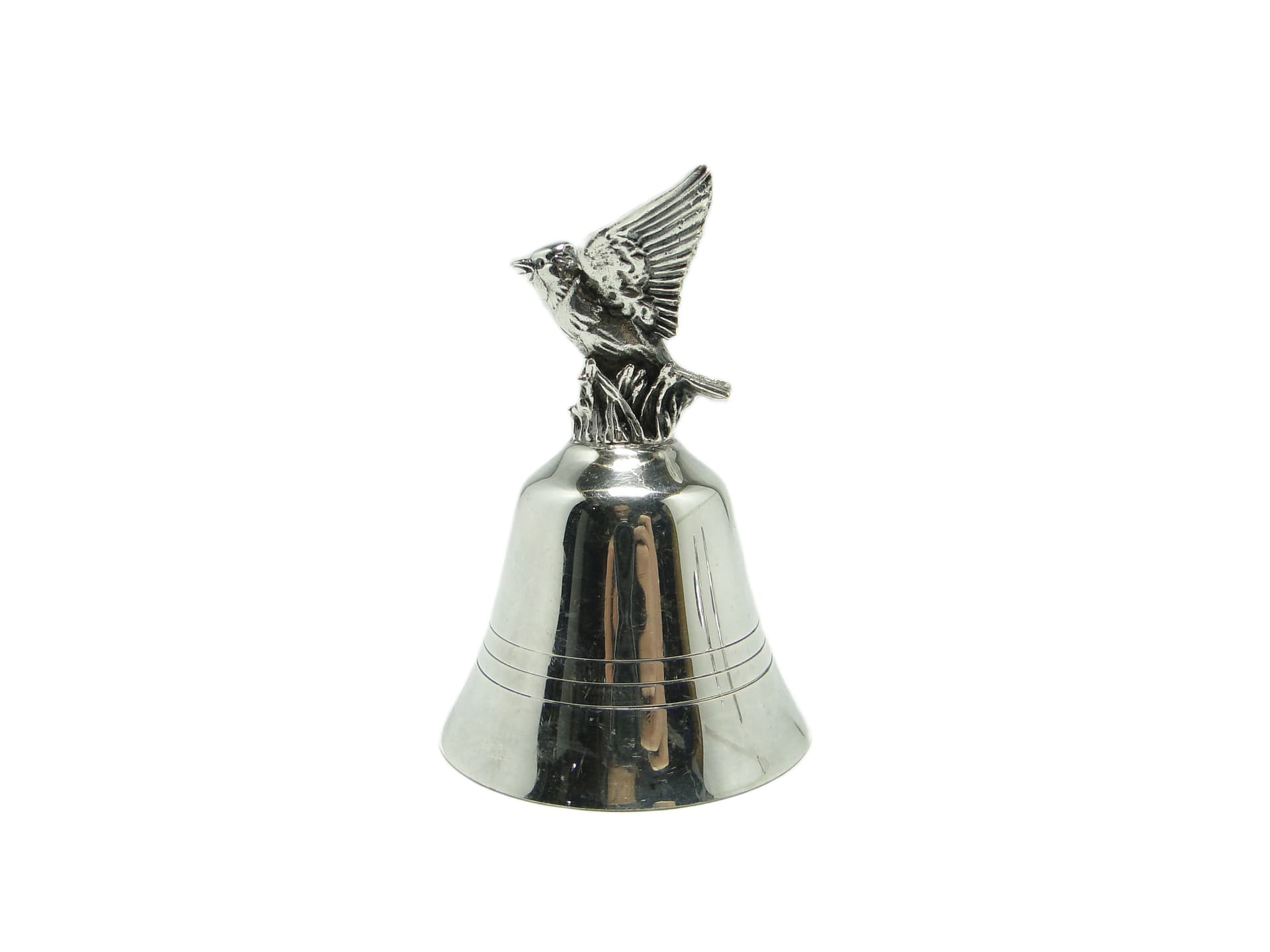 Figural service bell, postmodernism, chrome-plated brass, Germany, 1970s. - 95814