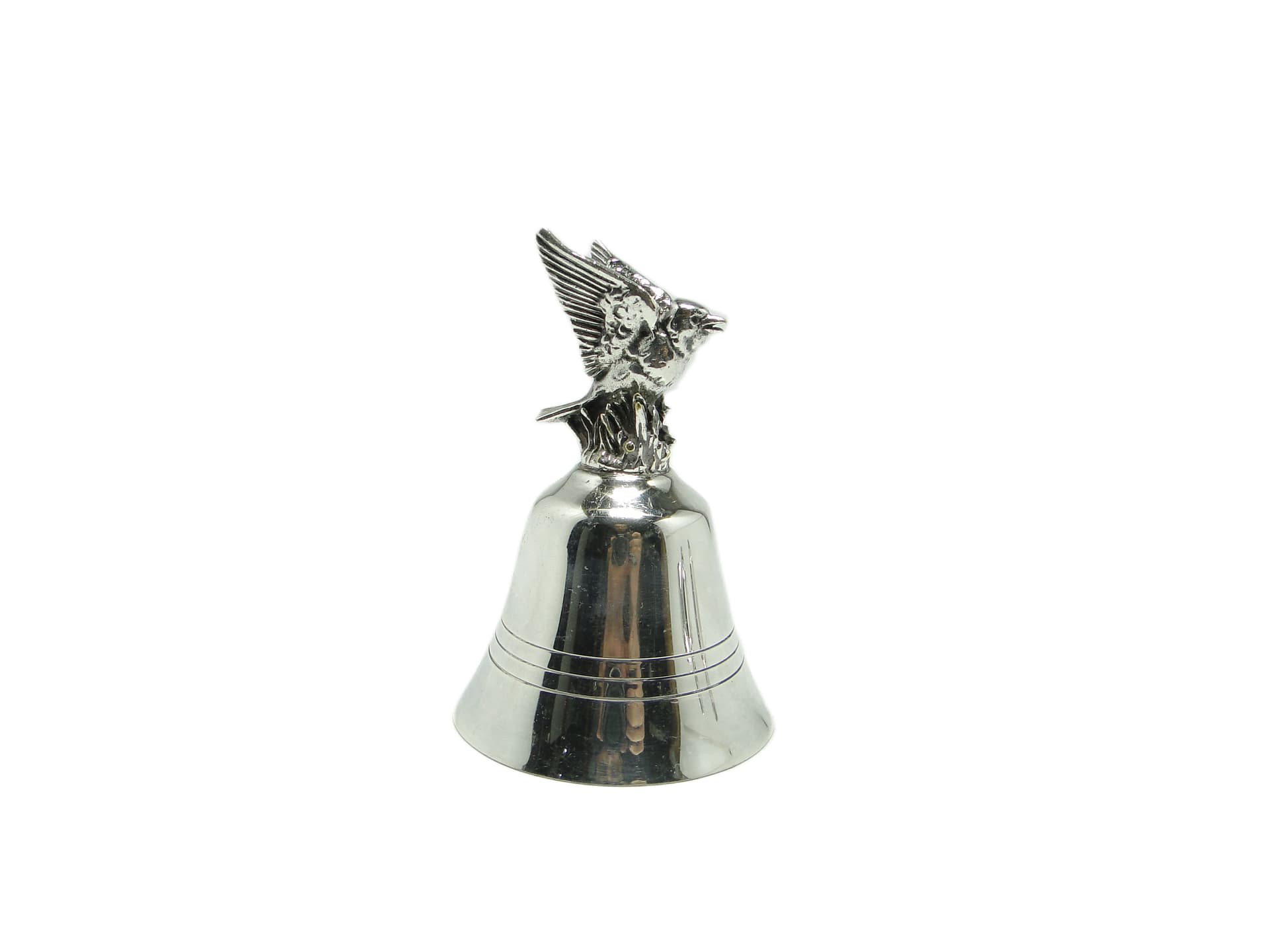 Figural service bell, postmodernism, chrome-plated brass, Germany, 1970s. - 95813