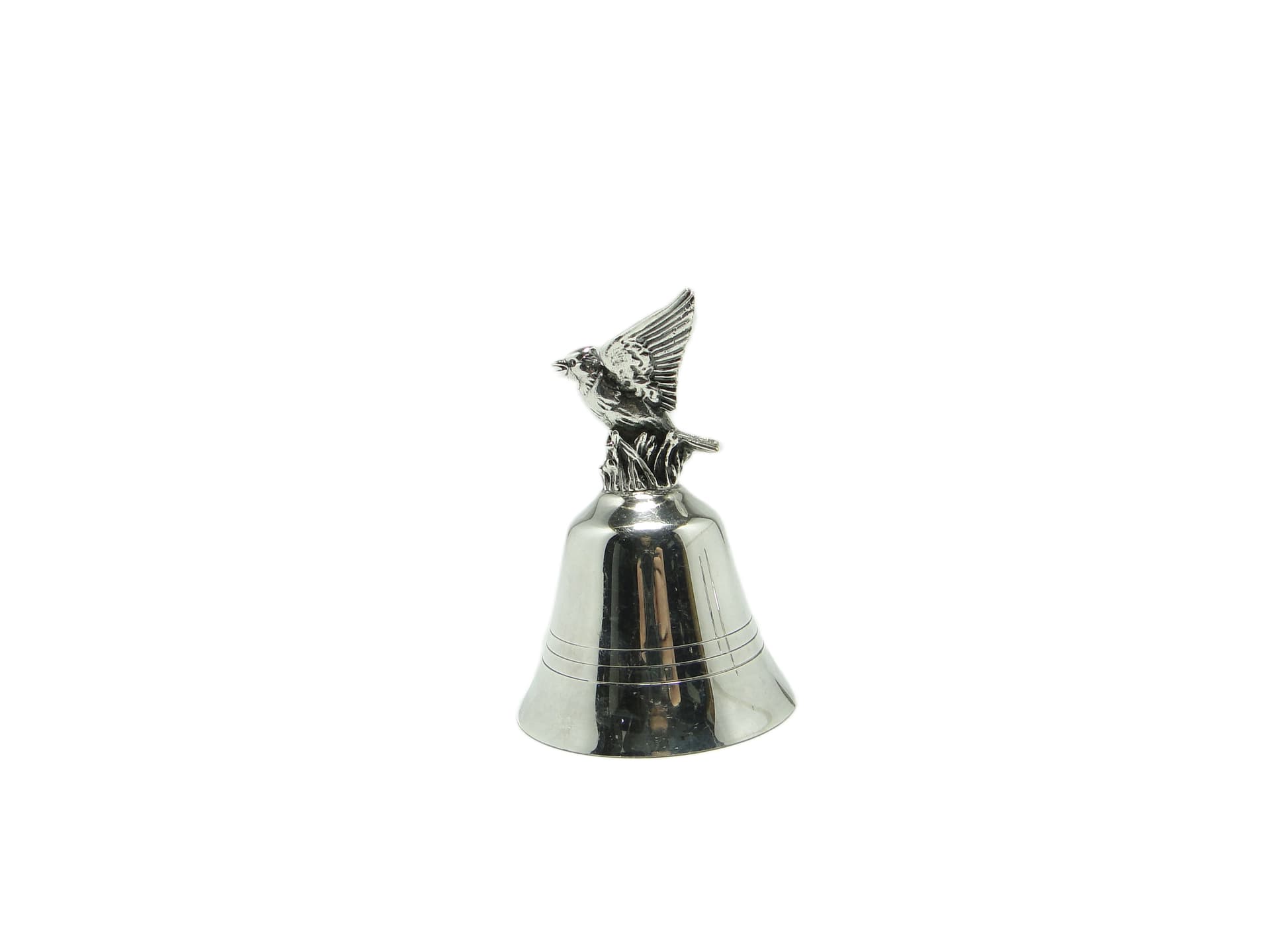 Figural service bell, postmodernism, chrome-plated brass, Germany, 1970s.
