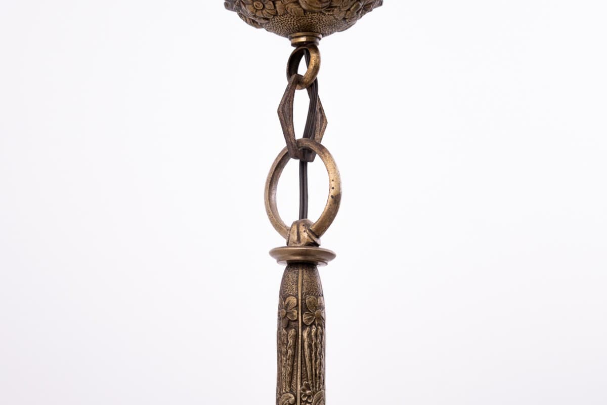 Brązowy żyrandol art déco, Polska, lata 40. - 57875