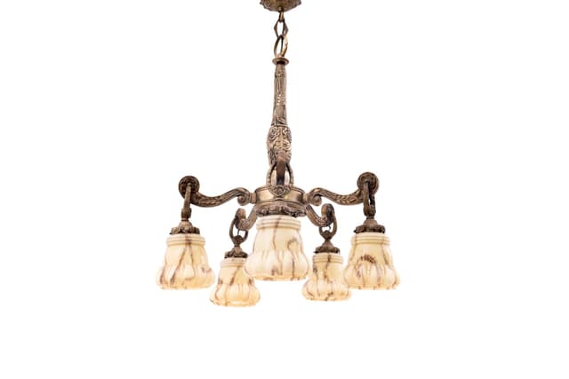 Brązowy żyrandol art déco, Polska, lata 40. - WYMIARY