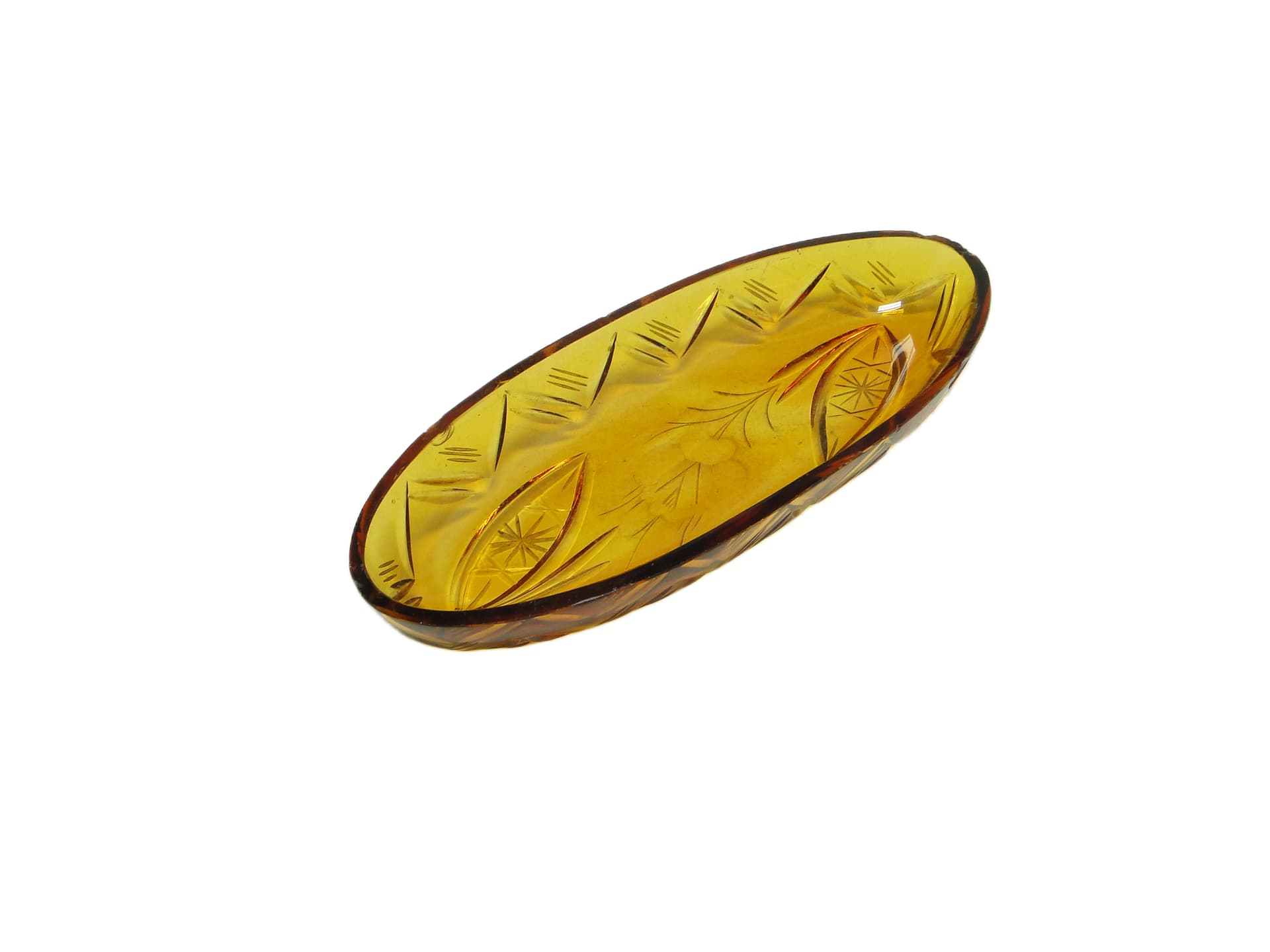 Art Deco desk organizer, yellow crystal, Poland, 1920s.