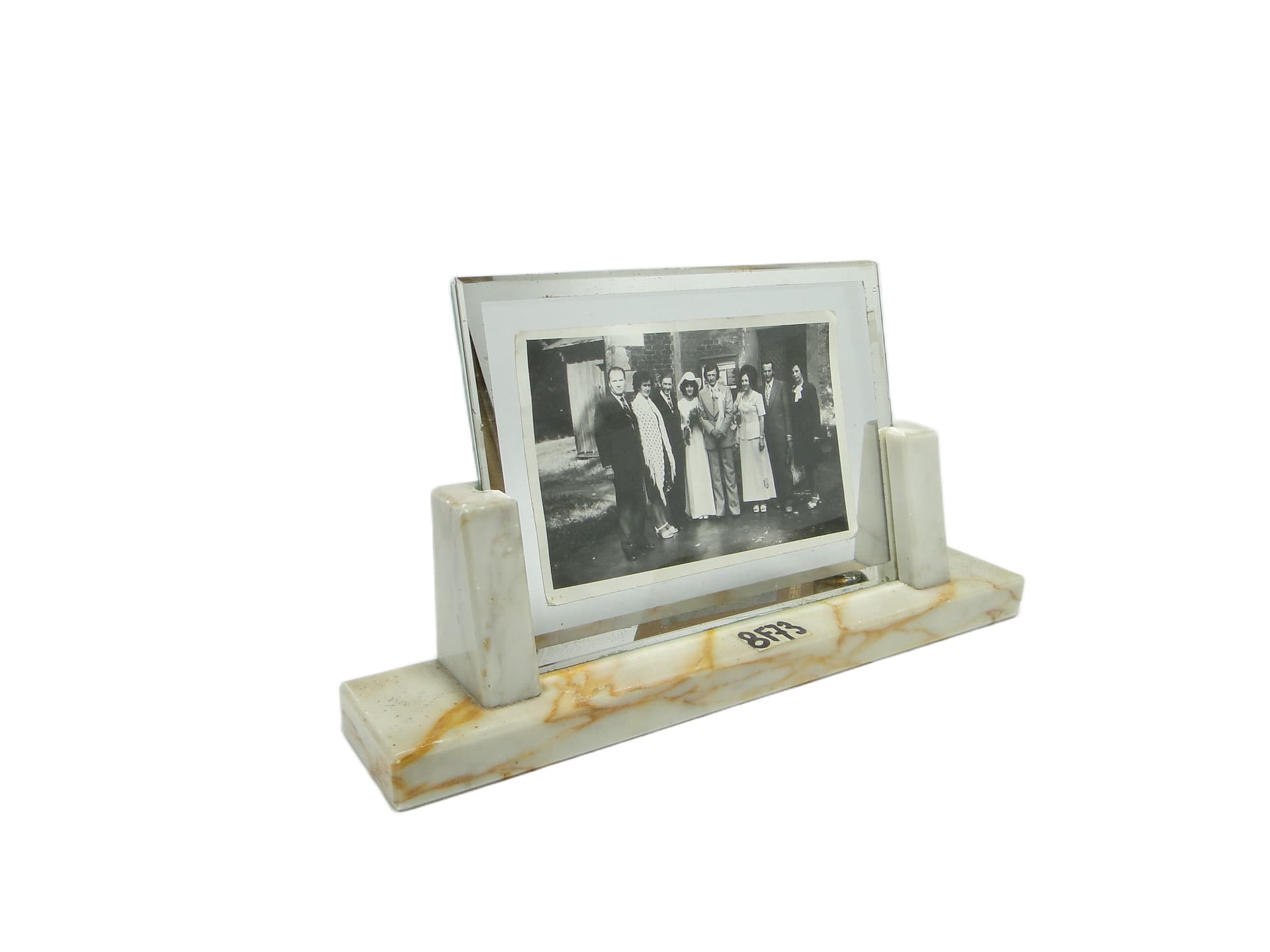 Ramka na zdjęcia Art Deco, marmur kremowobiały, Belgia, lata 30.